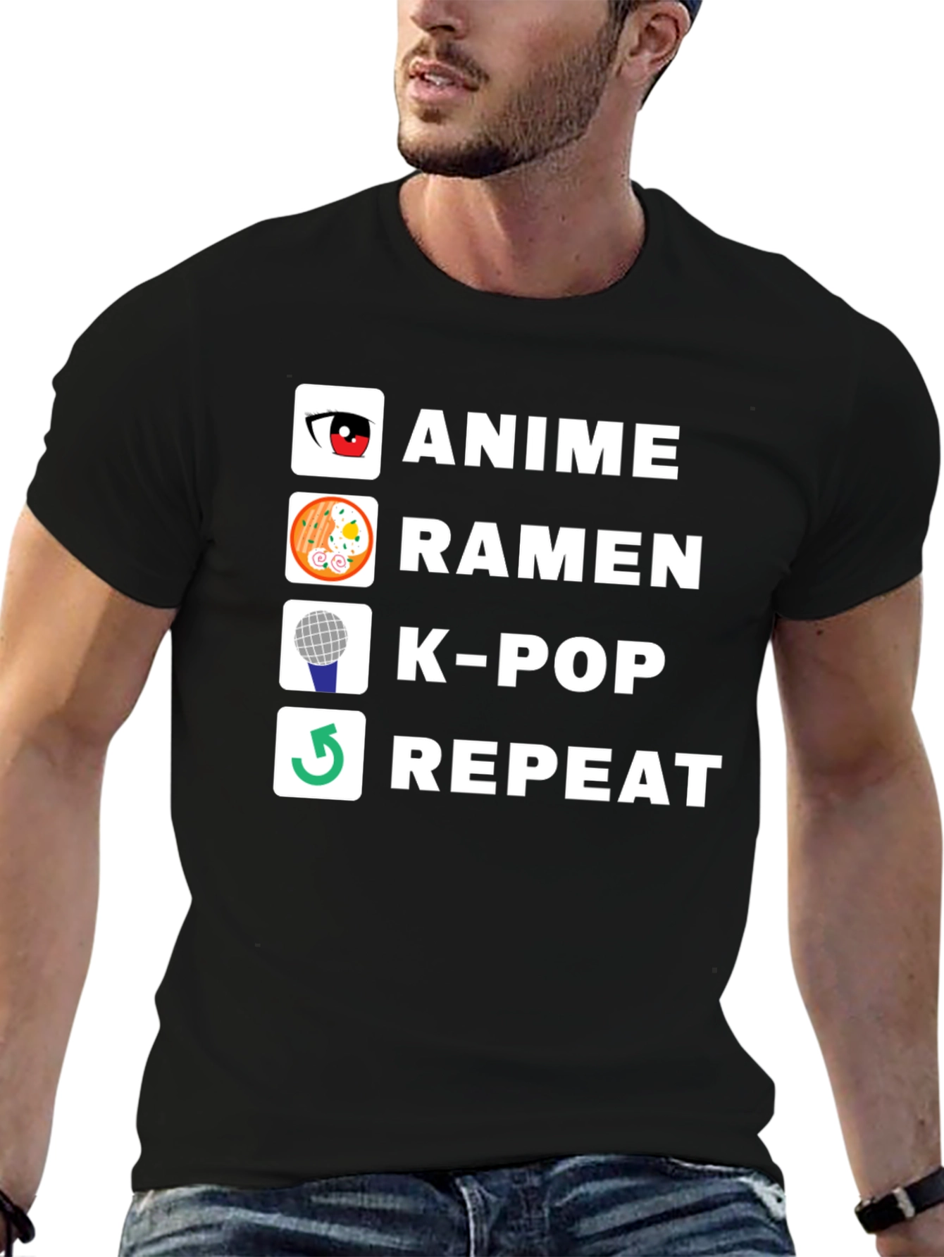 Anime Ramen K-Pop Repeat Graphic T-Shirt