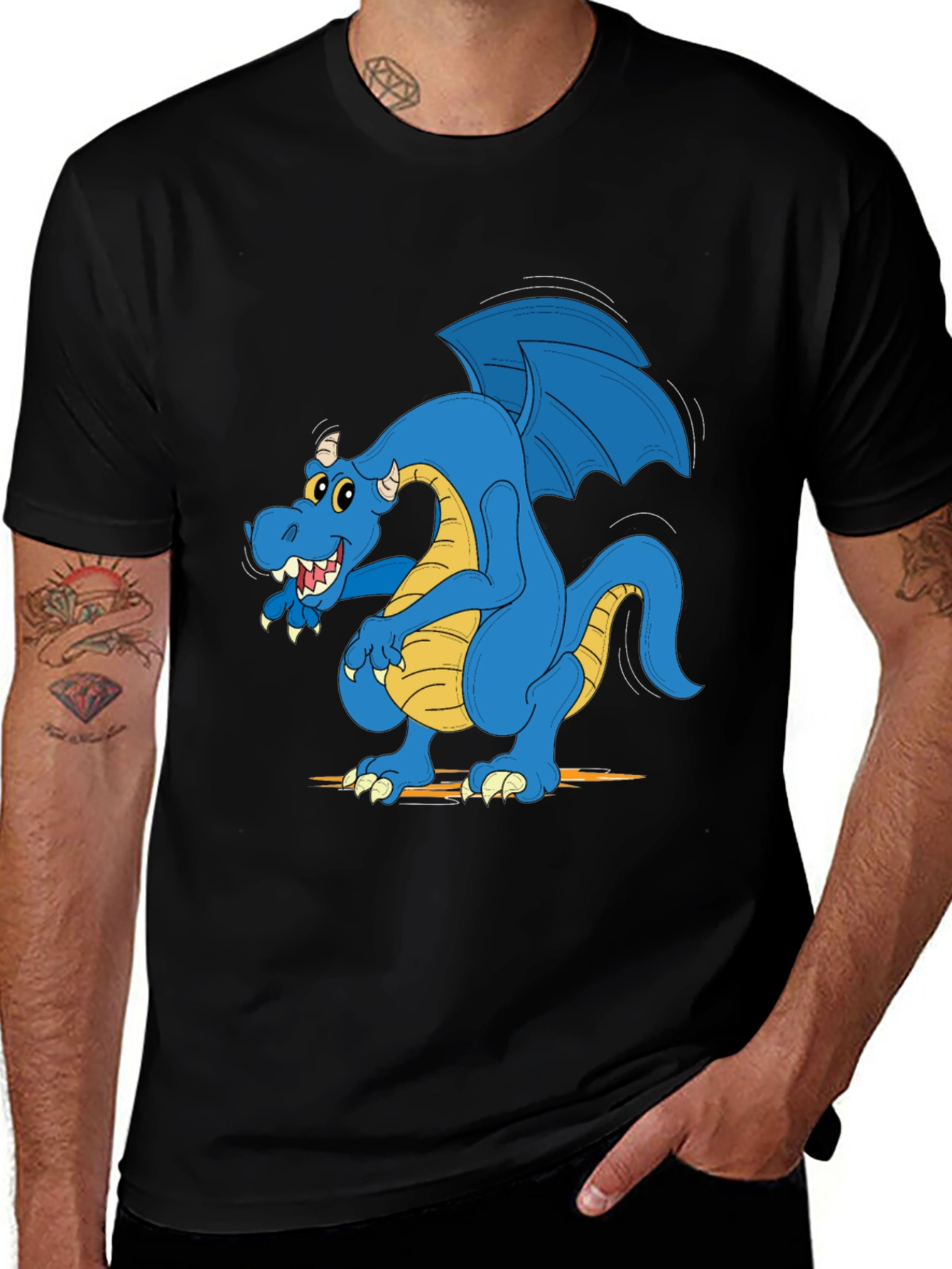 Blue Dragon Graphic Tee - Mens Black T-Shirt