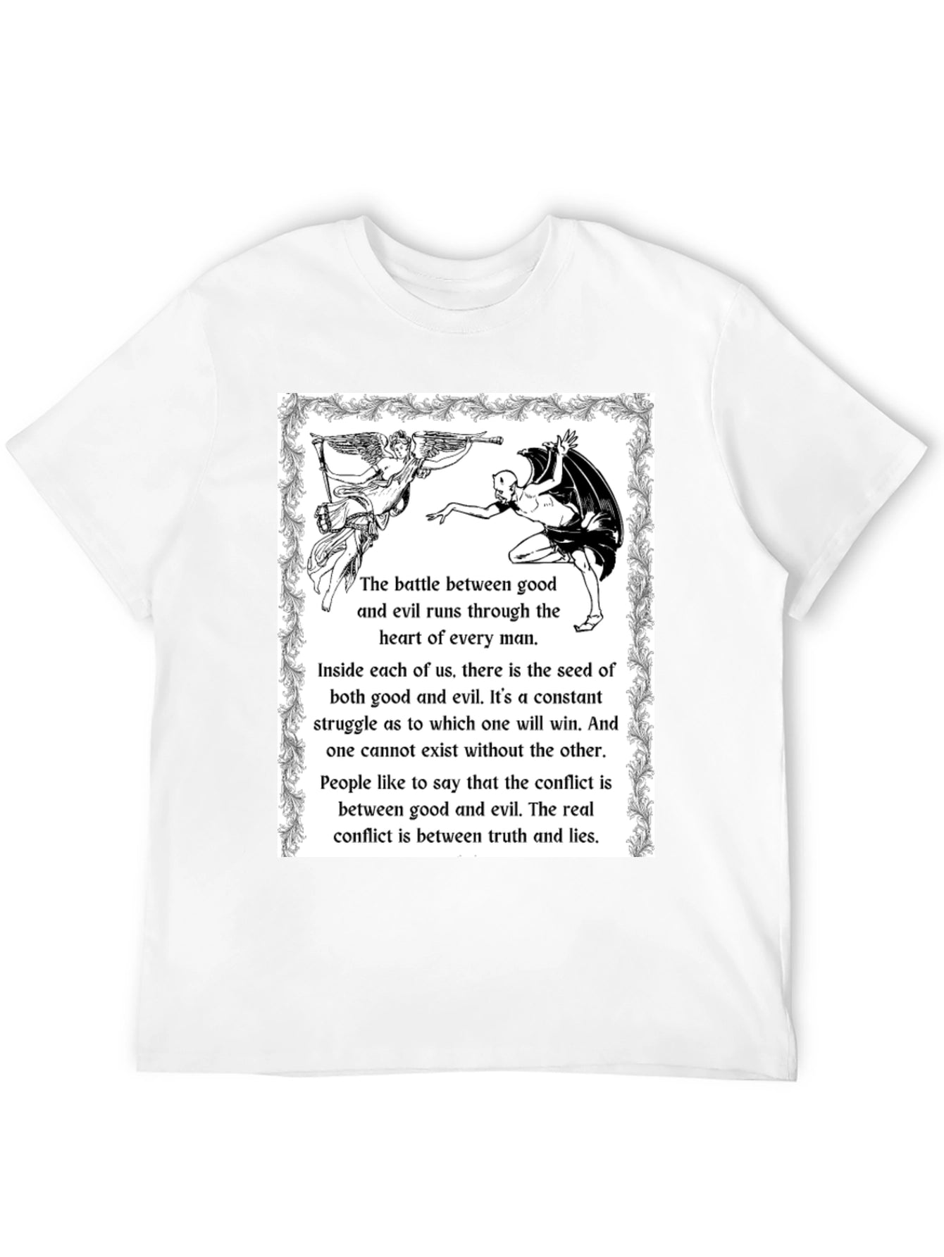 Angel vs Devil Black Graphic T-Shirt