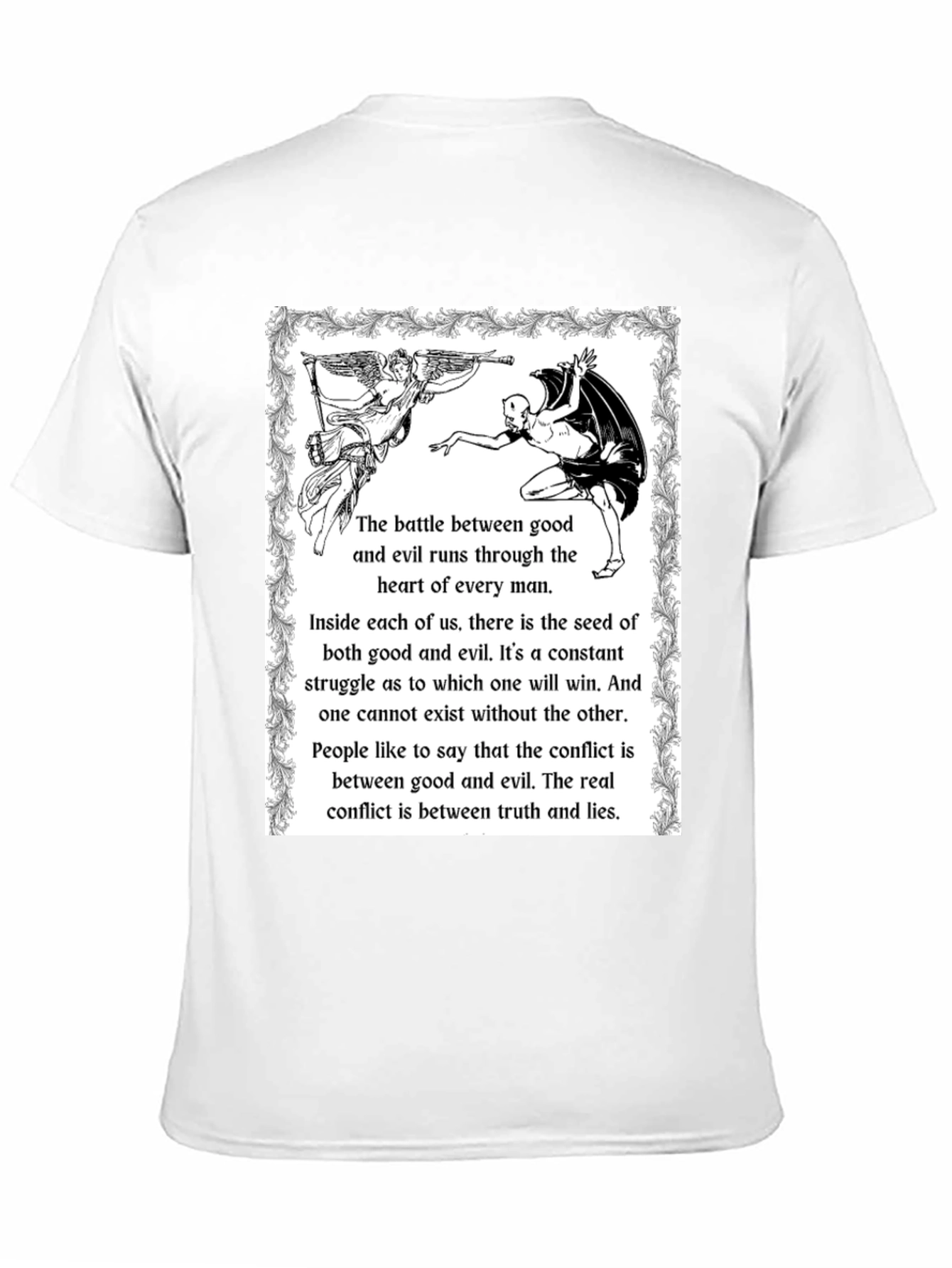 Angel vs Devil Black Graphic T-Shirt