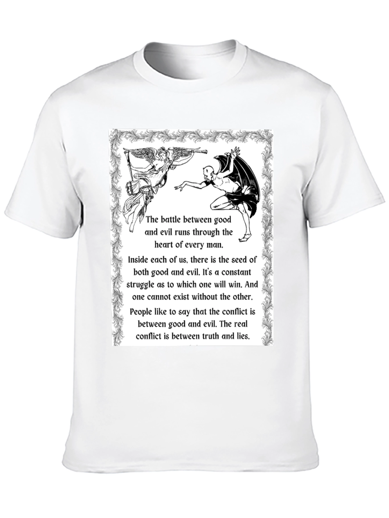 Angel vs Devil Black Graphic T-Shirt