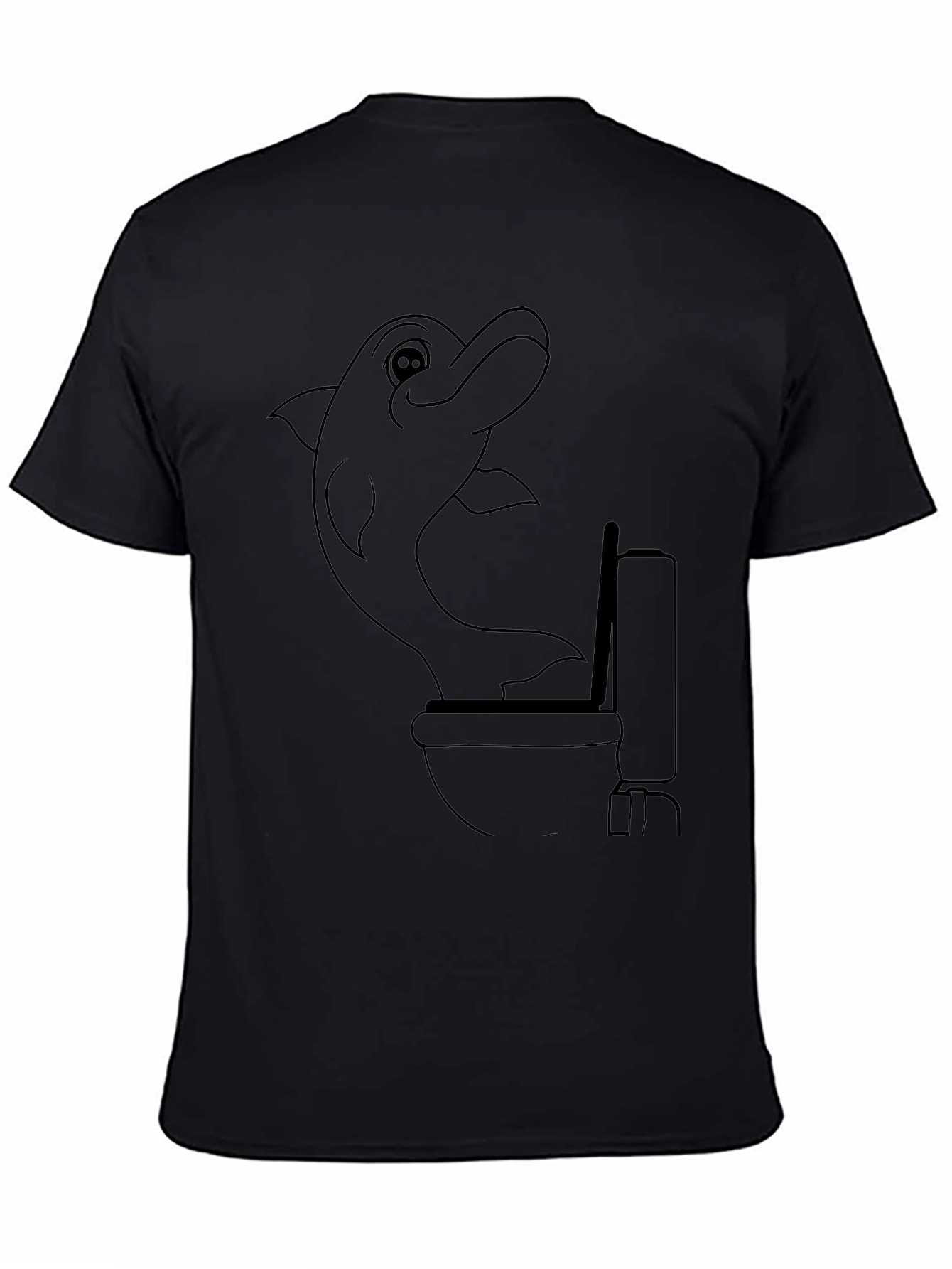 Funny Dolphin Toilet Humor Graphic Tee - Black