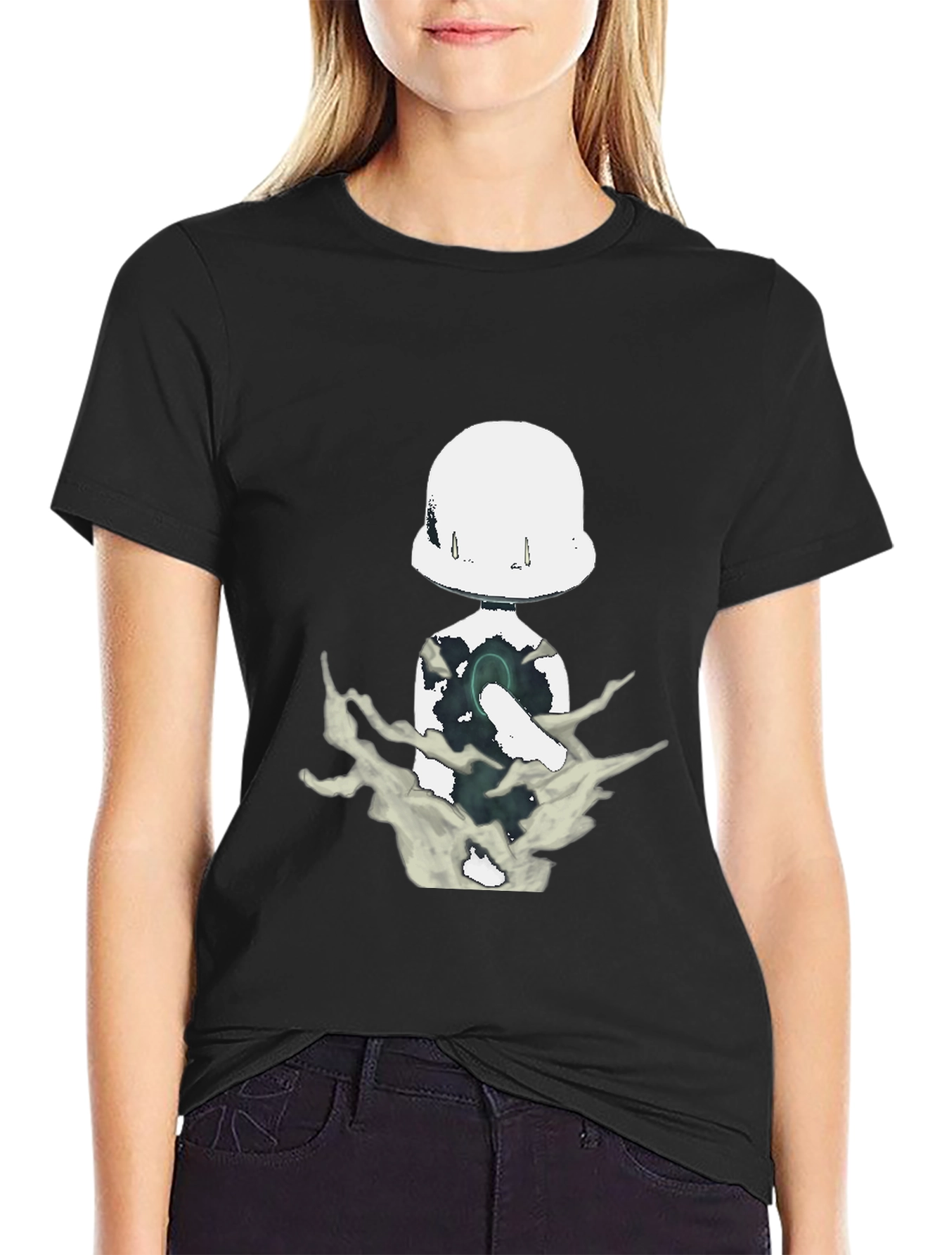 Abstract Figure Graphic Black T-Shirt