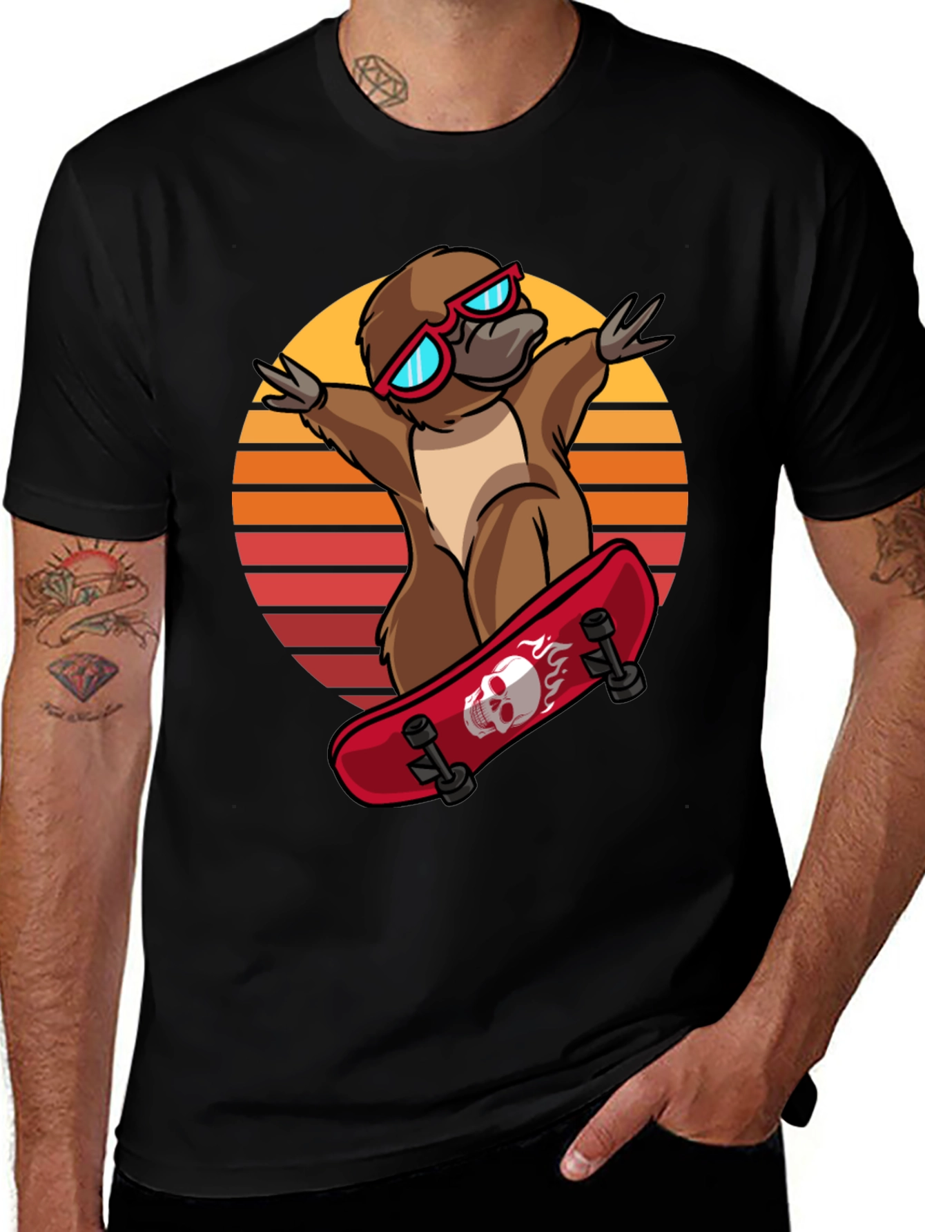 Cool Platypus Skateboarder T-Shirt