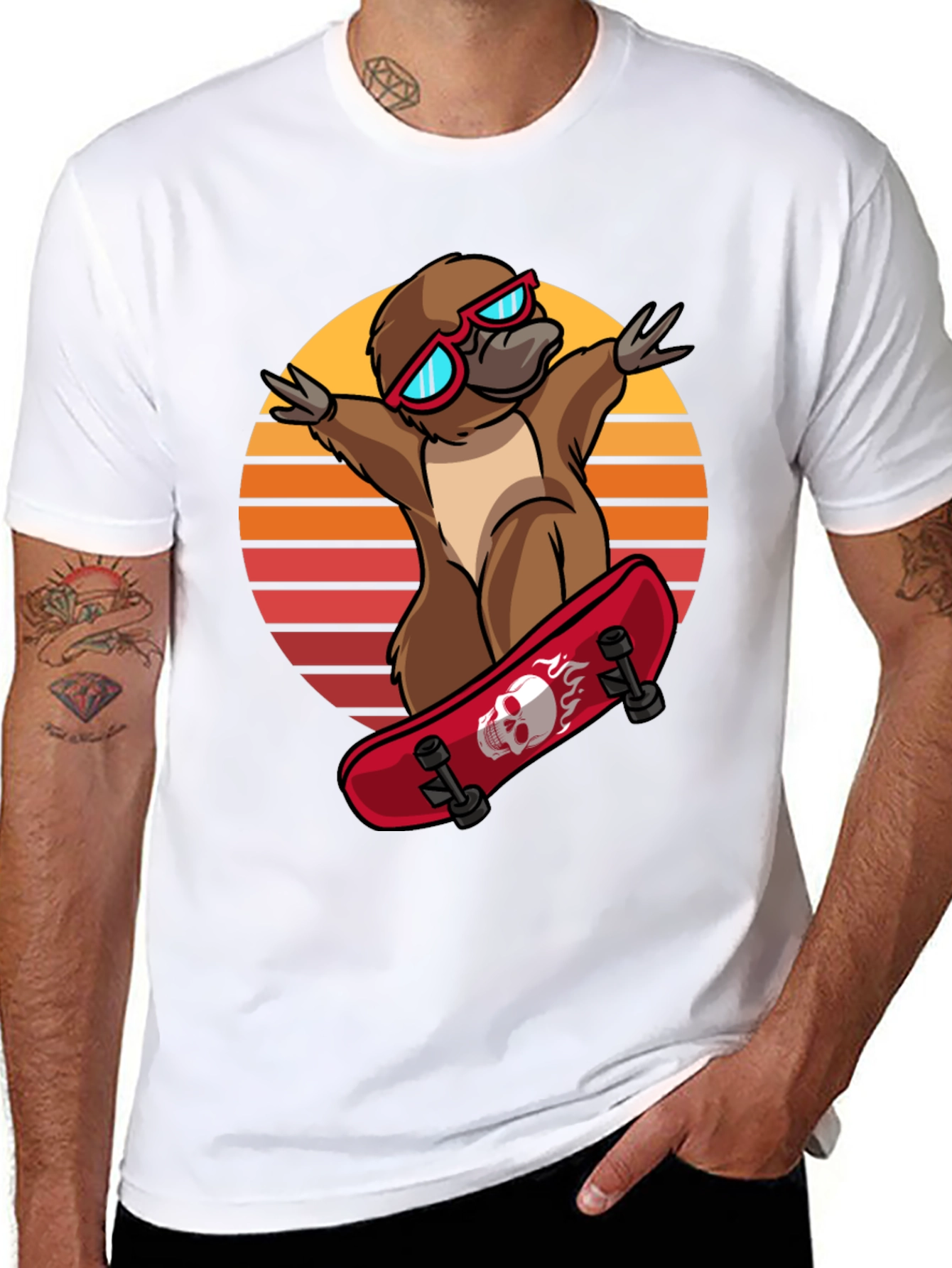 Cool Platypus Skateboarder T-Shirt