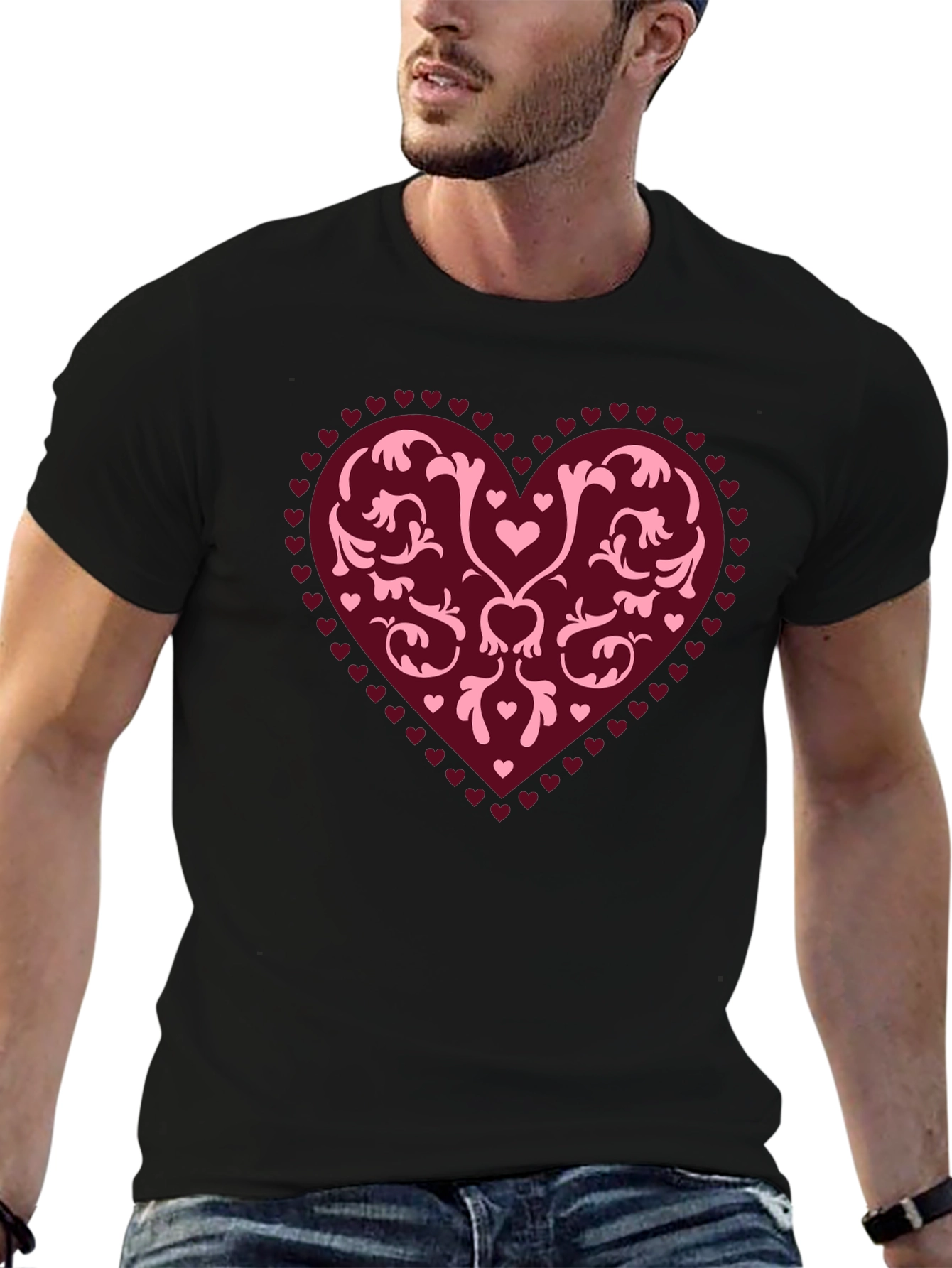 Heart Graphic Tee - Stylish Black Casual Shirt