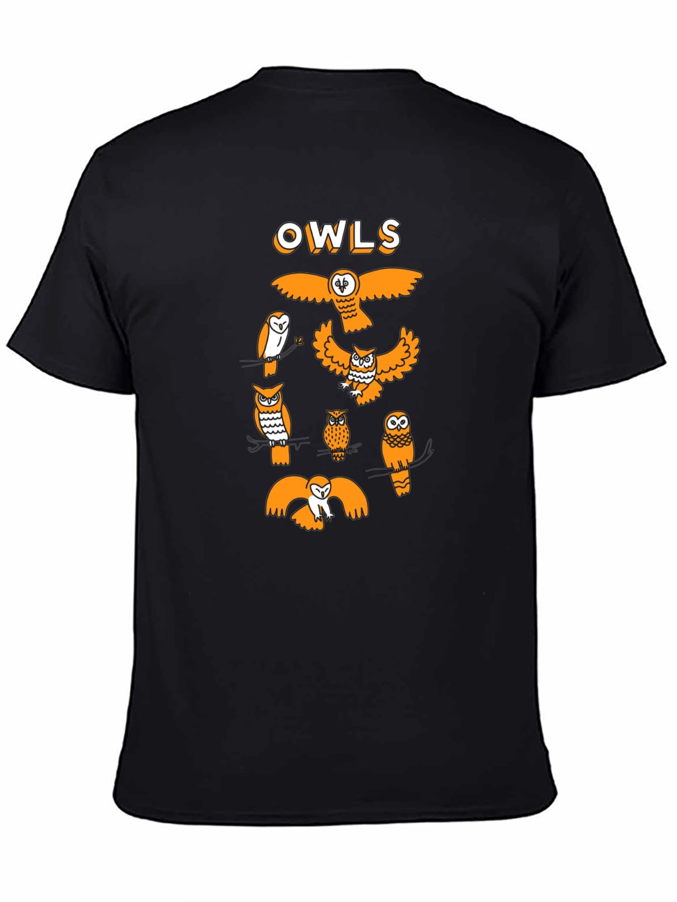 Fun Owls Graphic Tee - Black Cotton T-Shirt