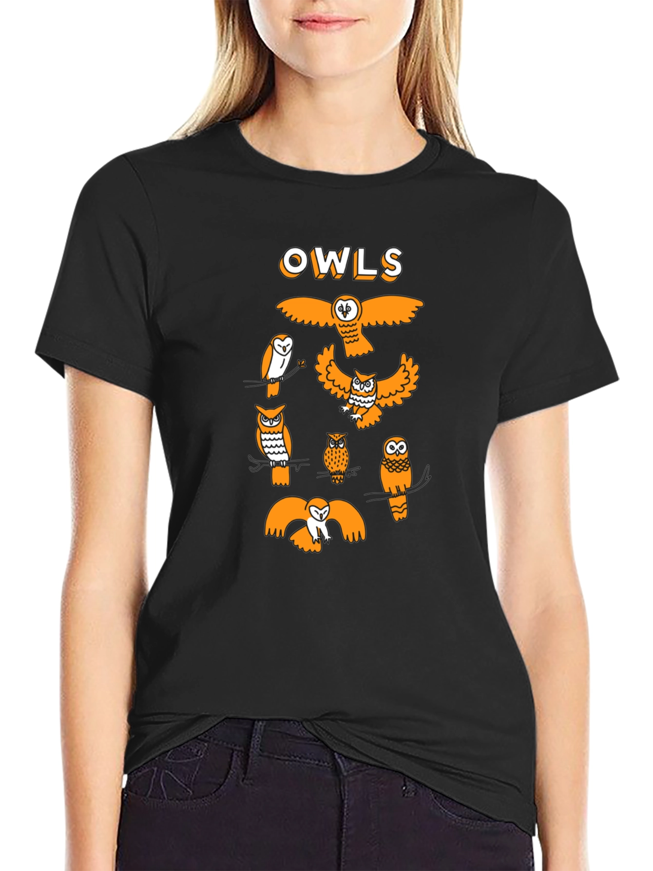 Fun Owls Graphic Tee - Black Cotton T-Shirt