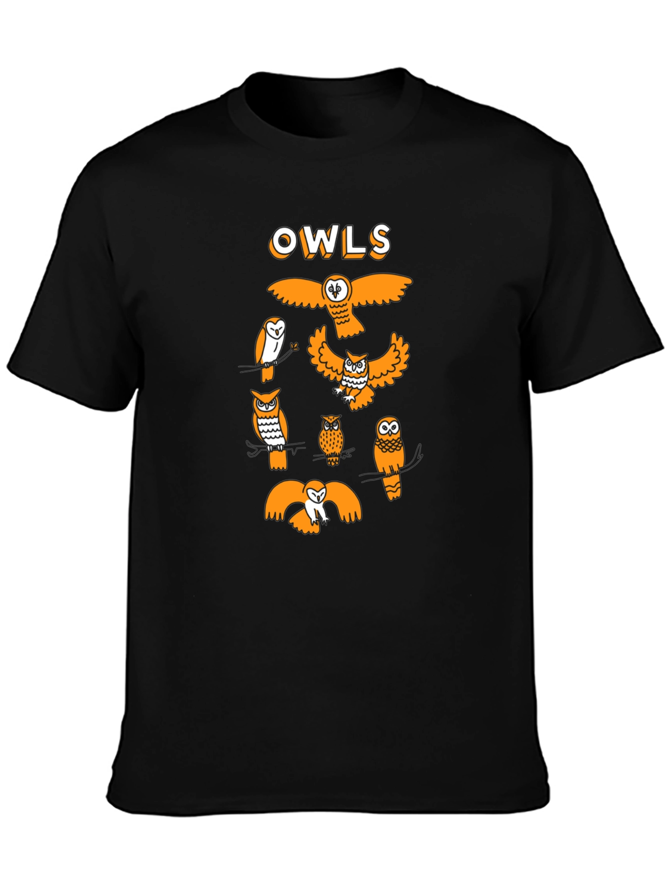 Fun Owls Graphic Tee - Black Cotton T-Shirt