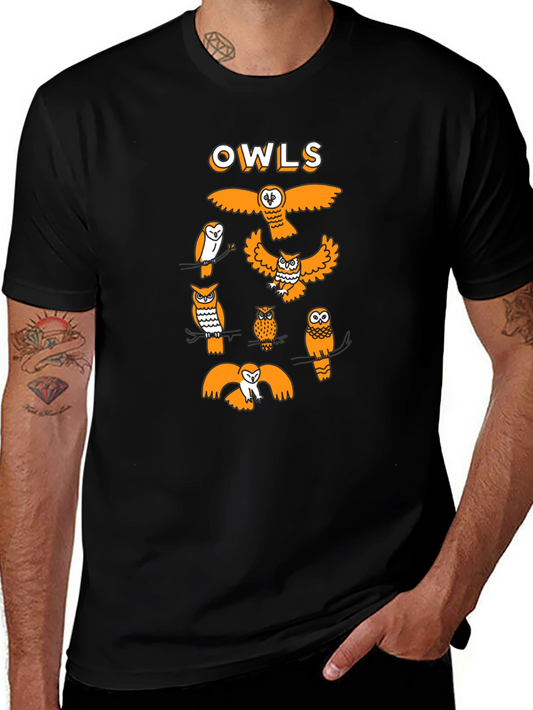 Fun Owls Graphic Tee - Black Cotton T-Shirt