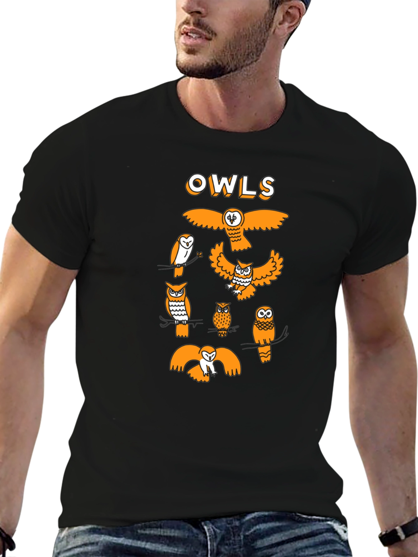 Fun Owls Graphic Tee - Black Cotton T-Shirt