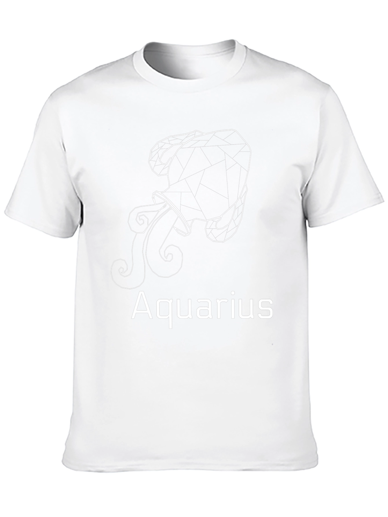 Aquarius Zodiac Black T-Shirt - Geometric Design