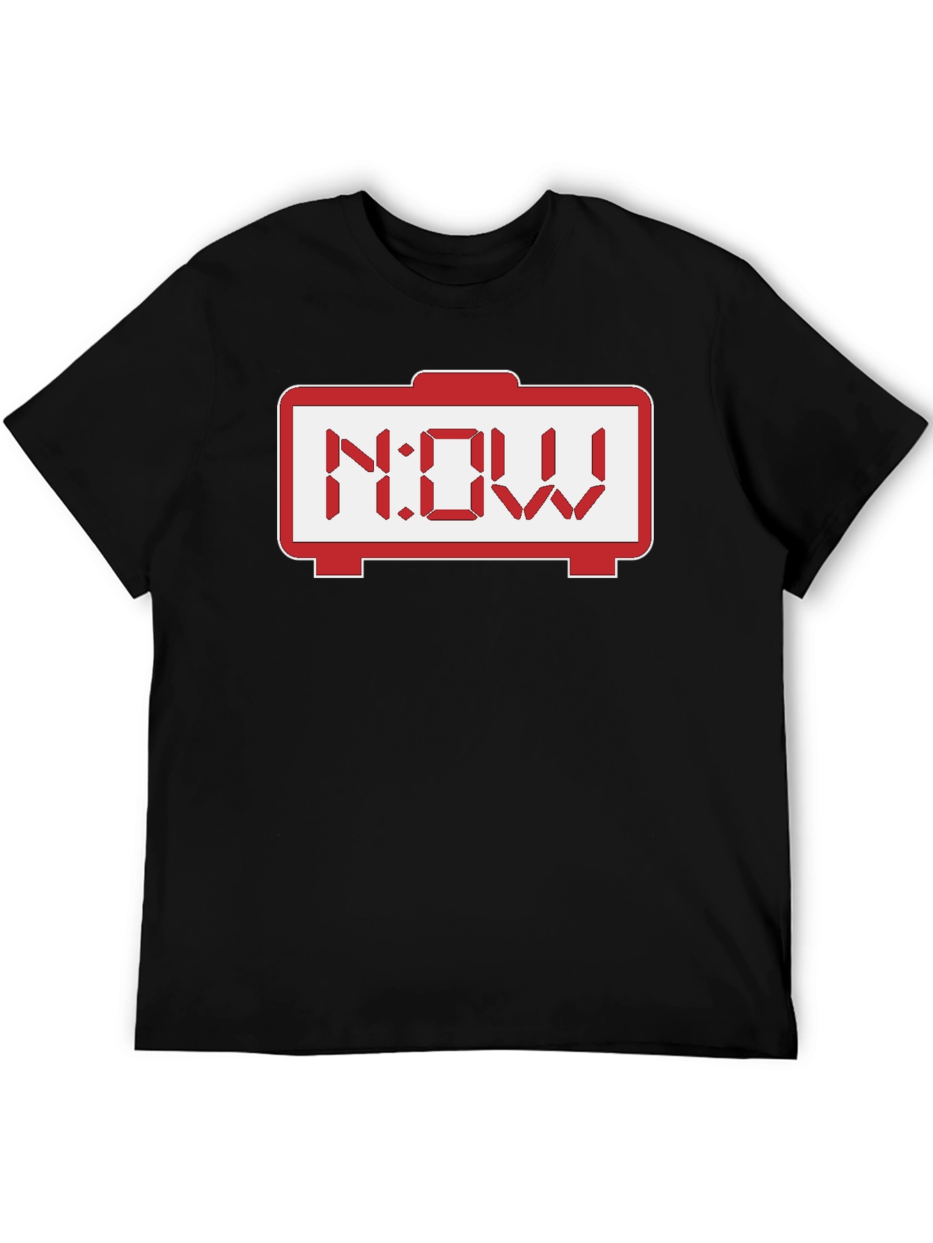 Retro Digital Clock NOW T-Shirt - Black