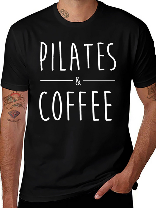 Pilates & Coffee Graphic Tee - Soft Cotton Blend Shirt