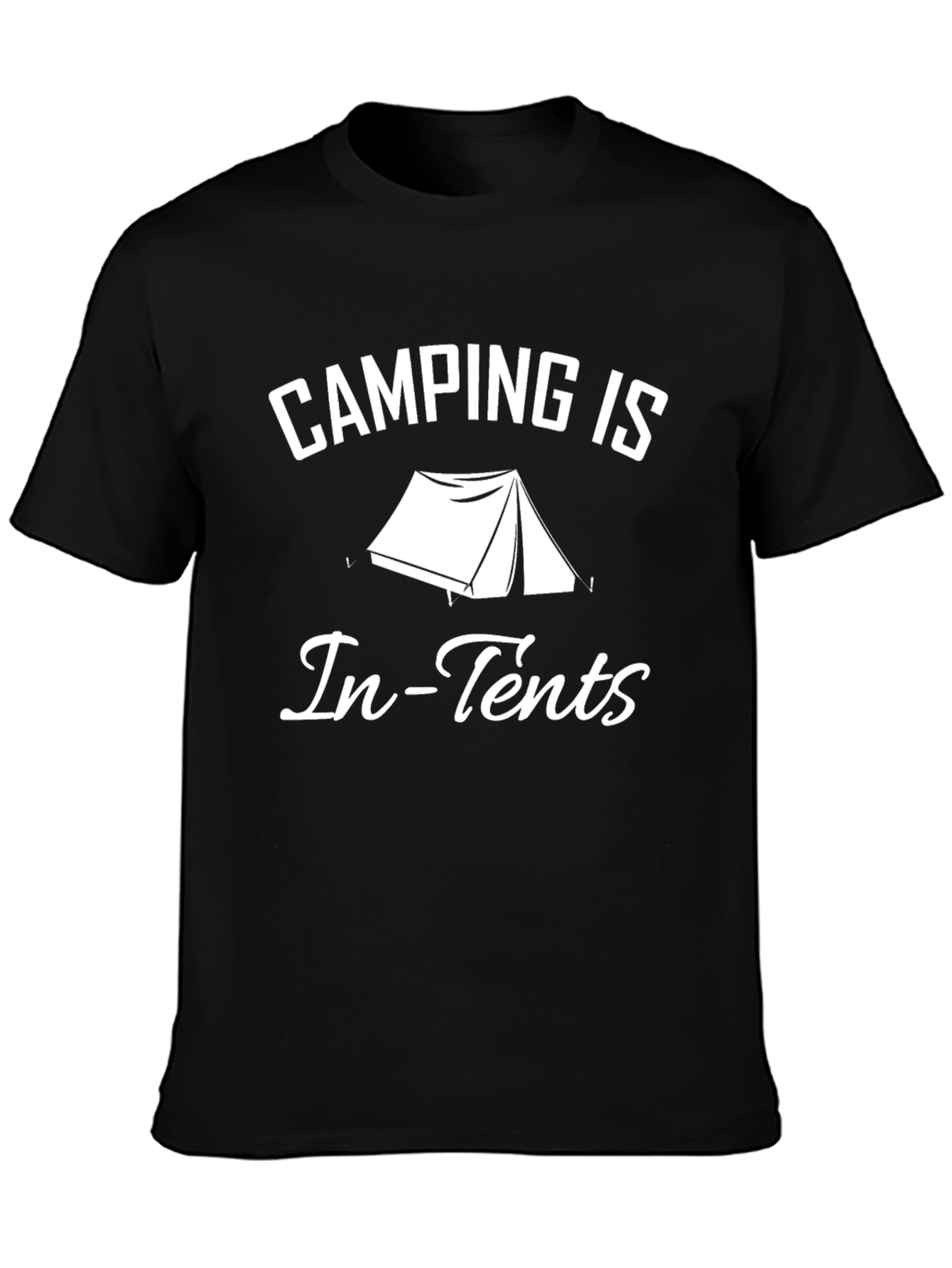 Camping Is In-Tents Graphic T-Shirt - Black Cotton Tee