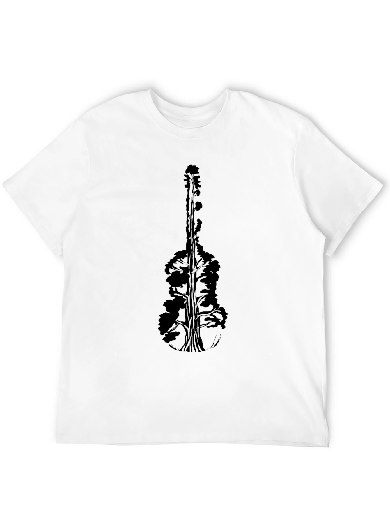 Nature Guitar Graphic Tee - Black Cotton T-Shirt