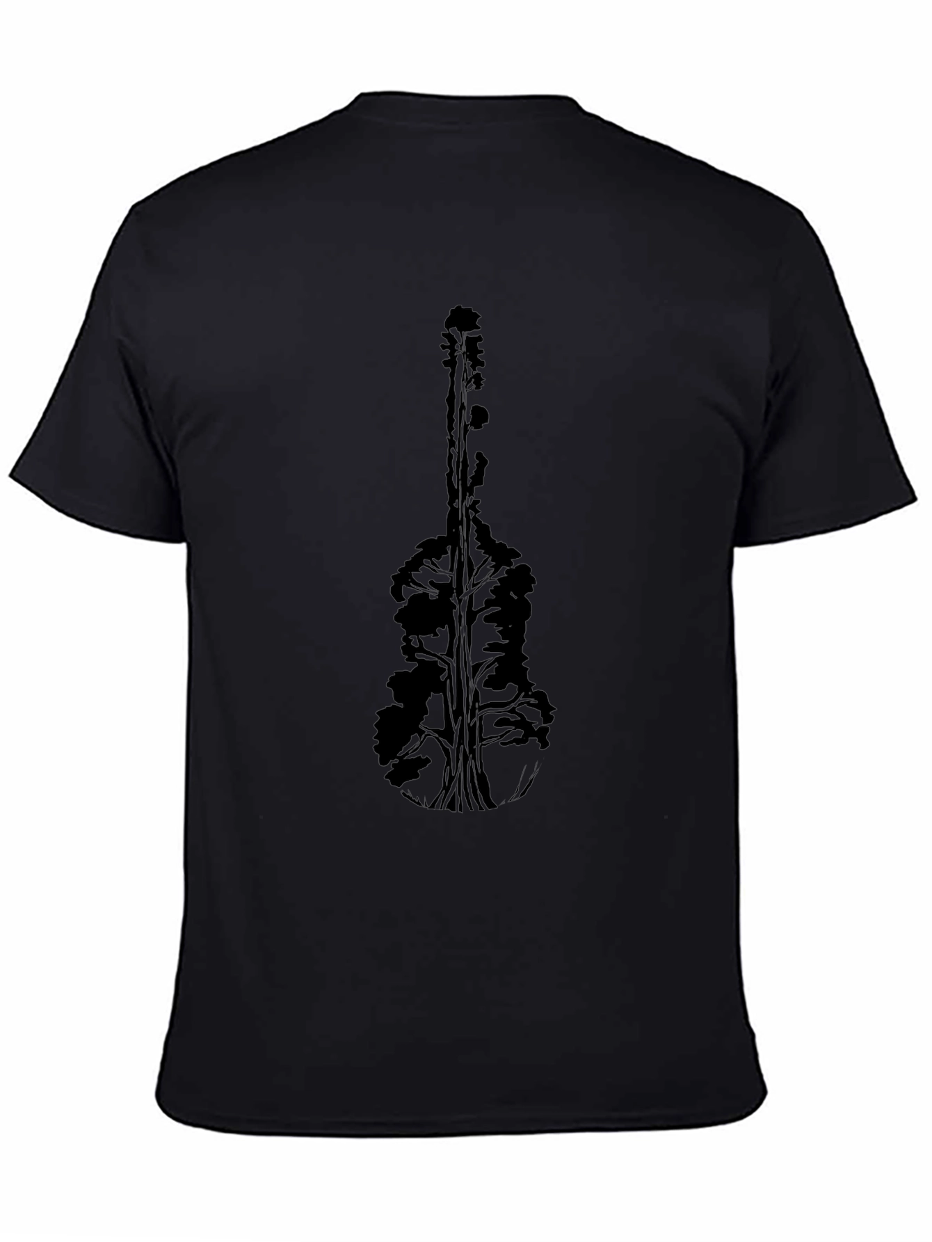 Nature Guitar Graphic Tee - Black Cotton T-Shirt
