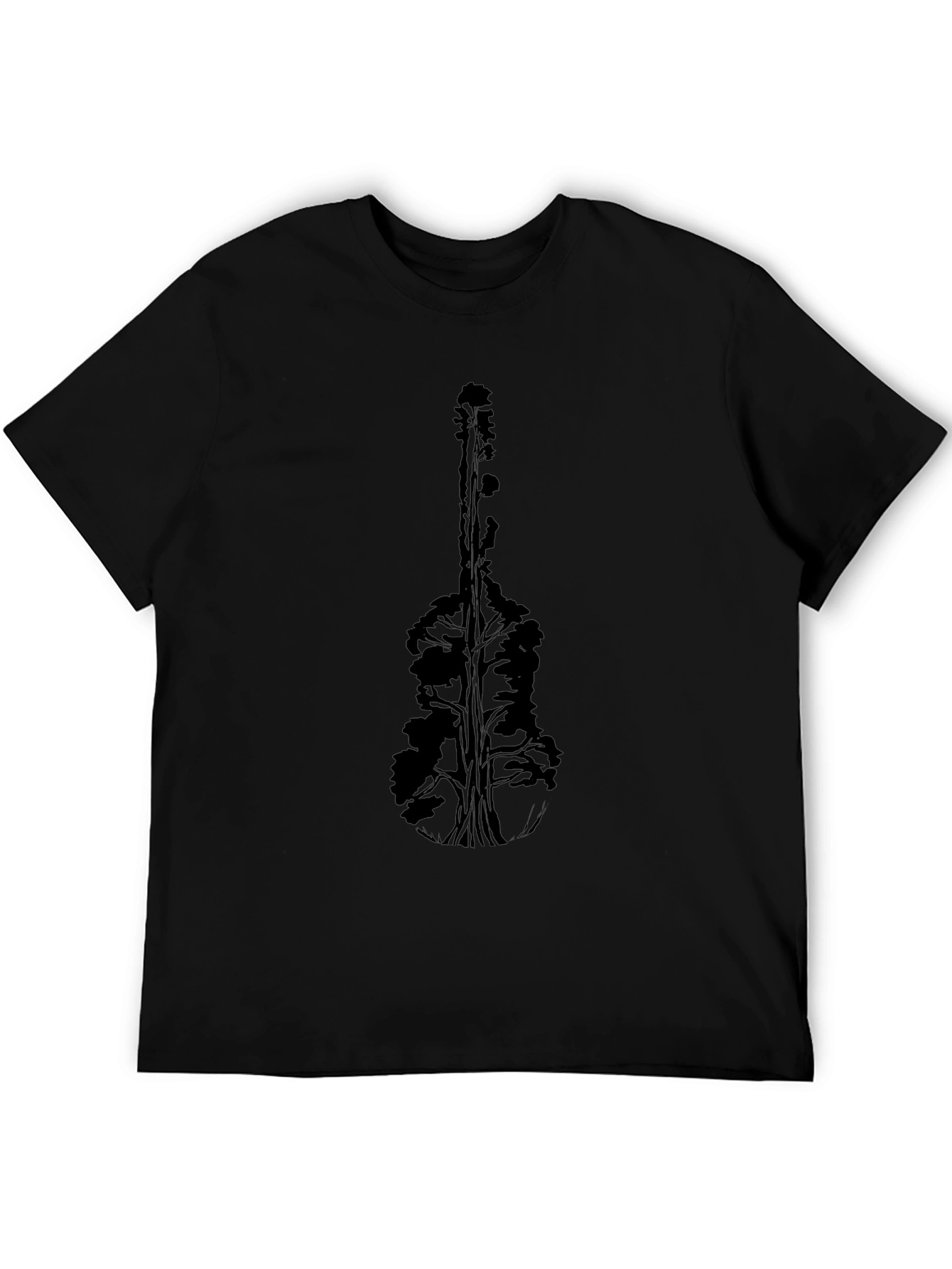 Nature Guitar Graphic Tee - Black Cotton T-Shirt