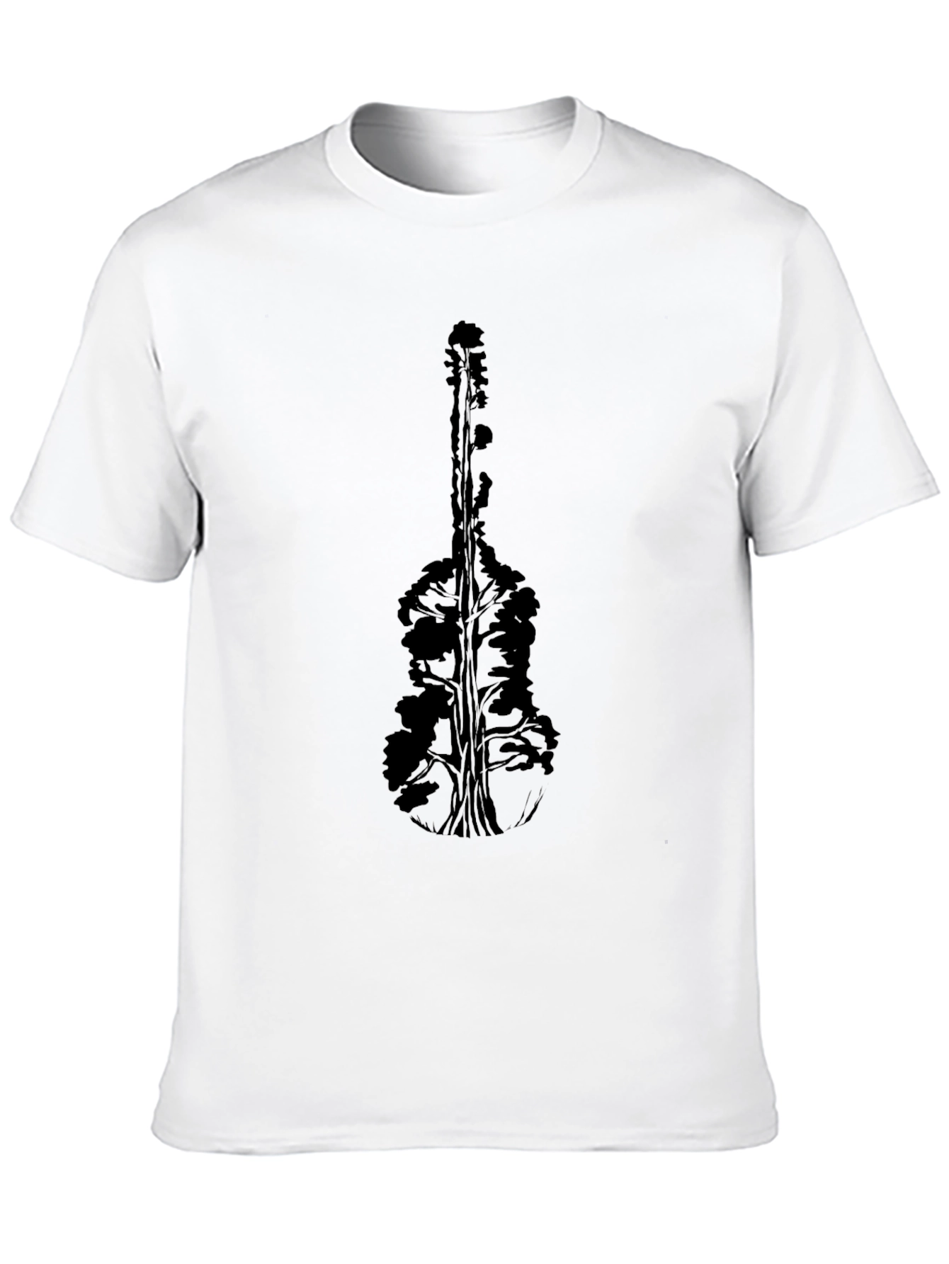 Nature Guitar Graphic Tee - Black Cotton T-Shirt
