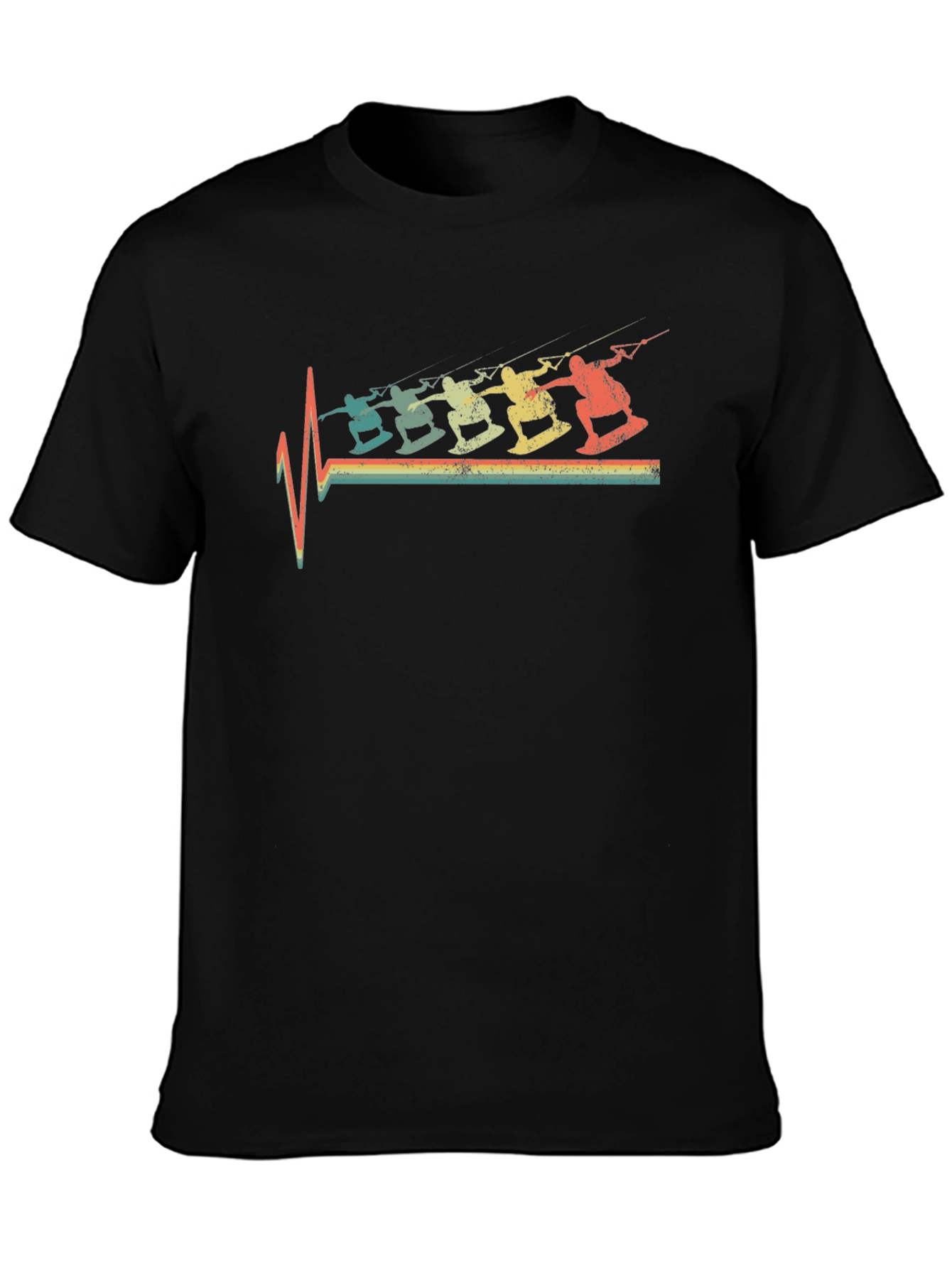 Retro Kitesurfing Heartbeat T-Shirt