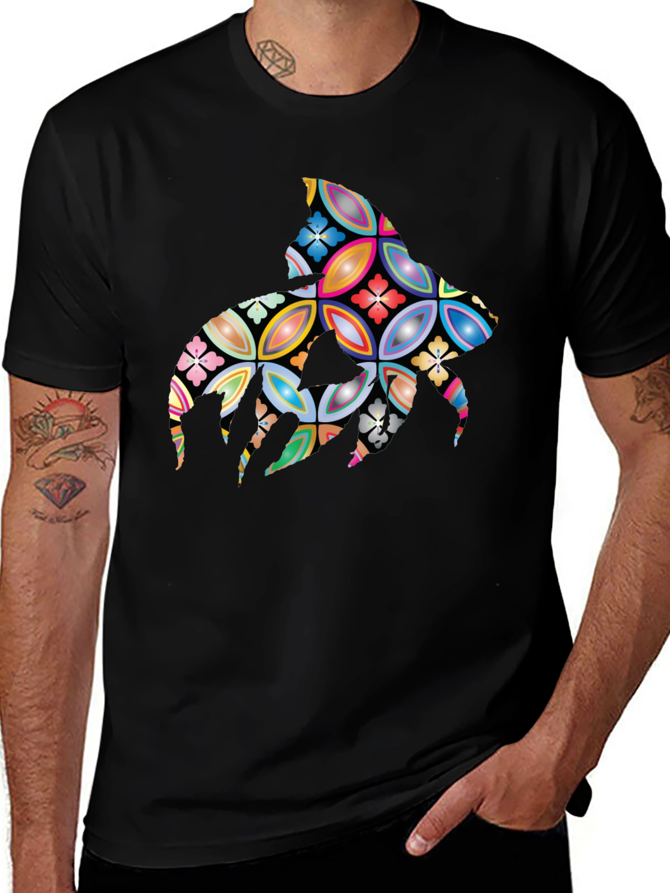 Abstract Floral Stingray Graphic Tee