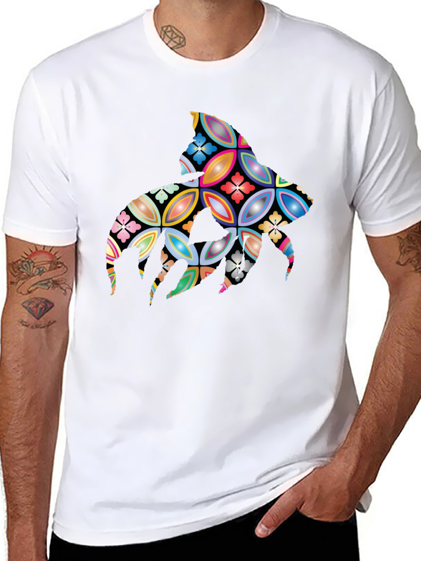 Abstract Floral Stingray Graphic Tee