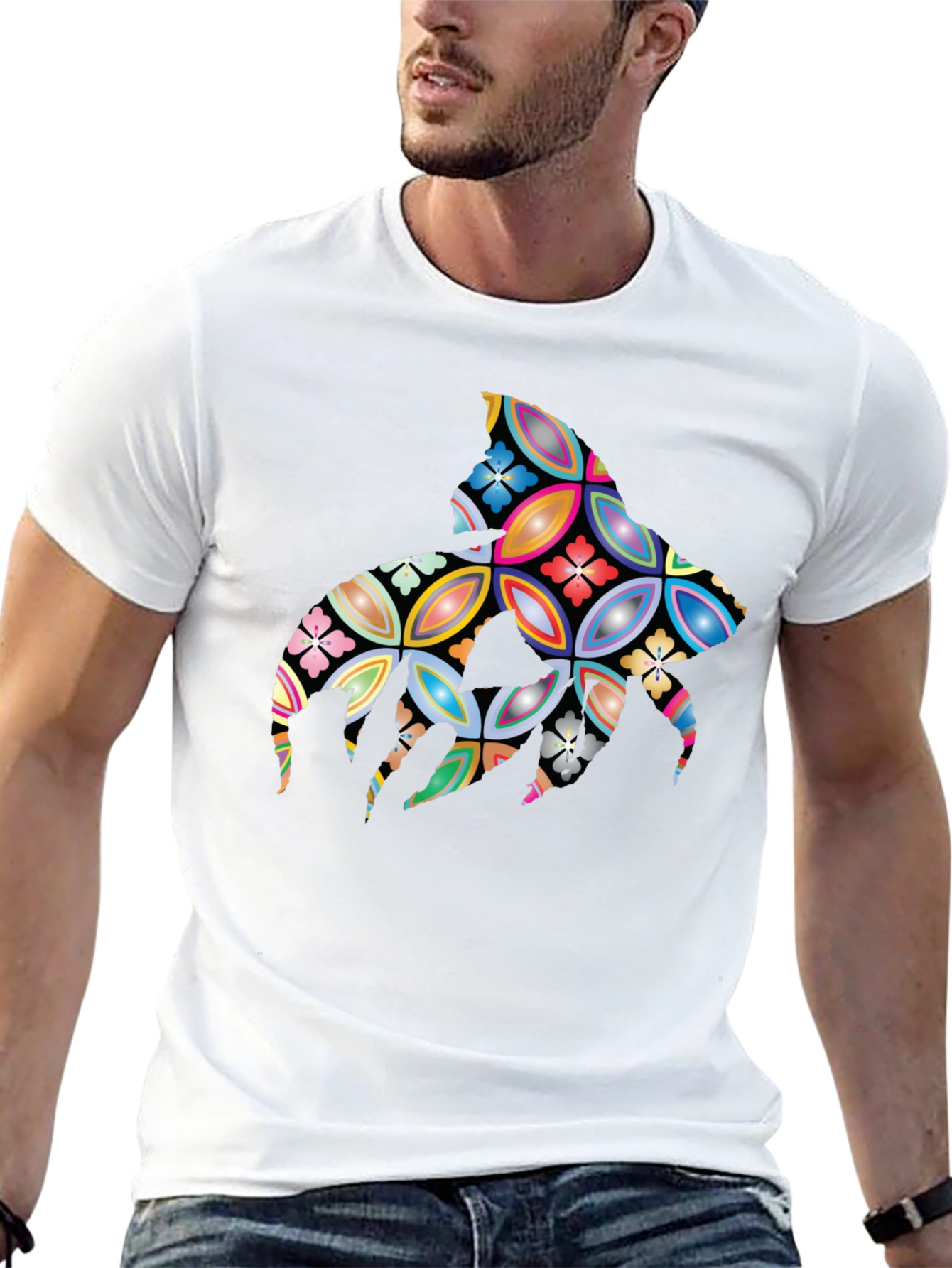 Abstract Floral Stingray Graphic Tee