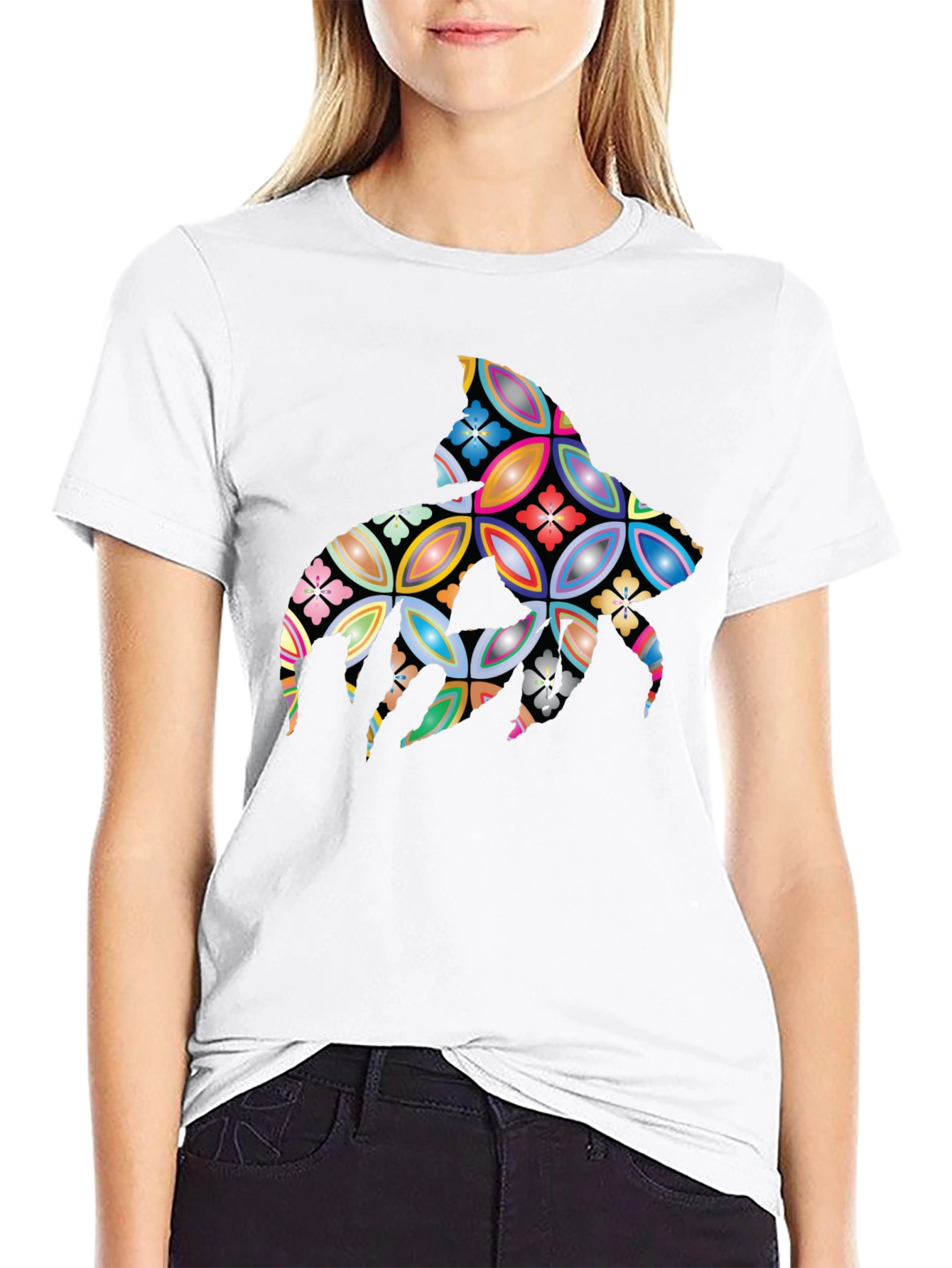 Abstract Floral Stingray Graphic Tee