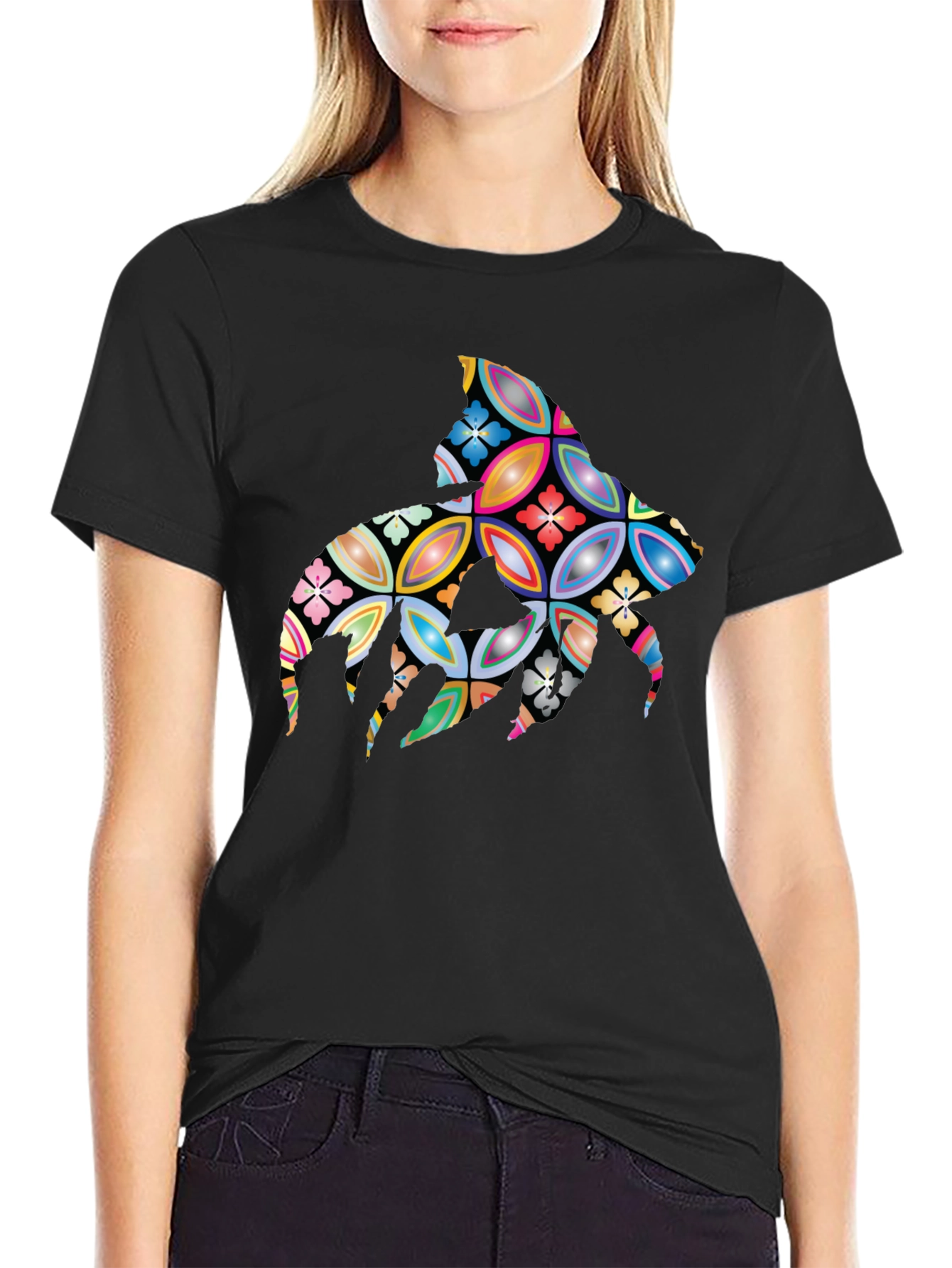 Abstract Floral Stingray Graphic Tee