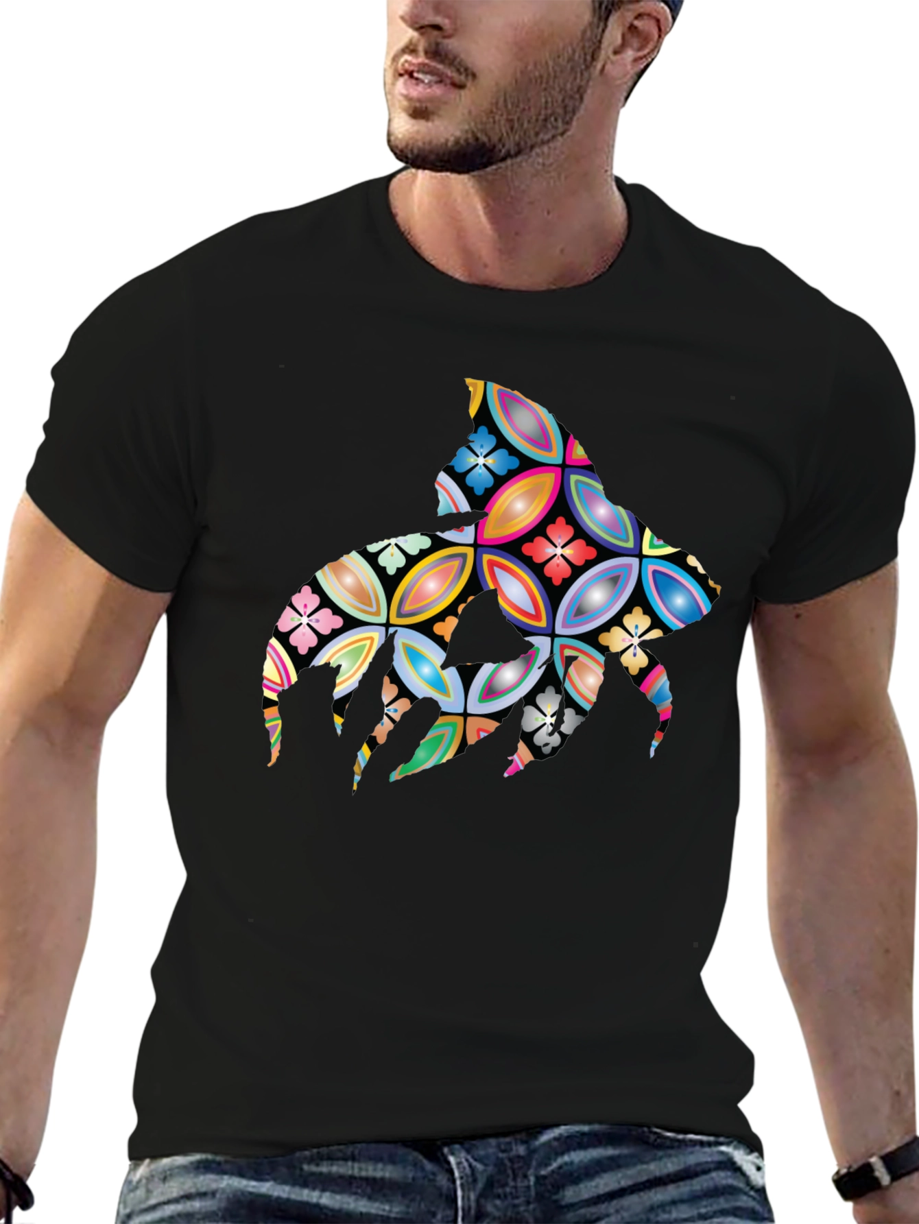Abstract Floral Stingray Graphic Tee