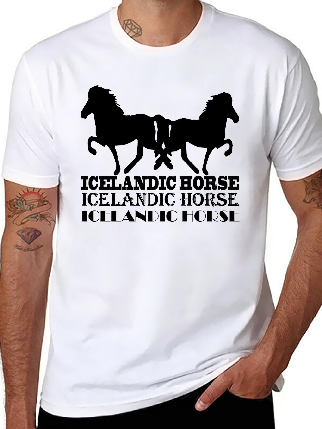 Icelandic Horse Graphic Tee - Mens Black T-Shirt