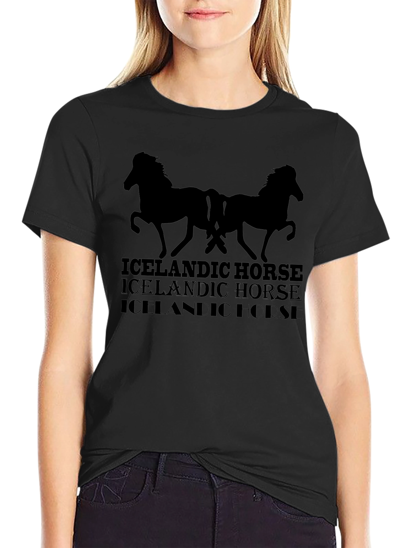 Icelandic Horse Graphic Tee - Mens Black T-Shirt