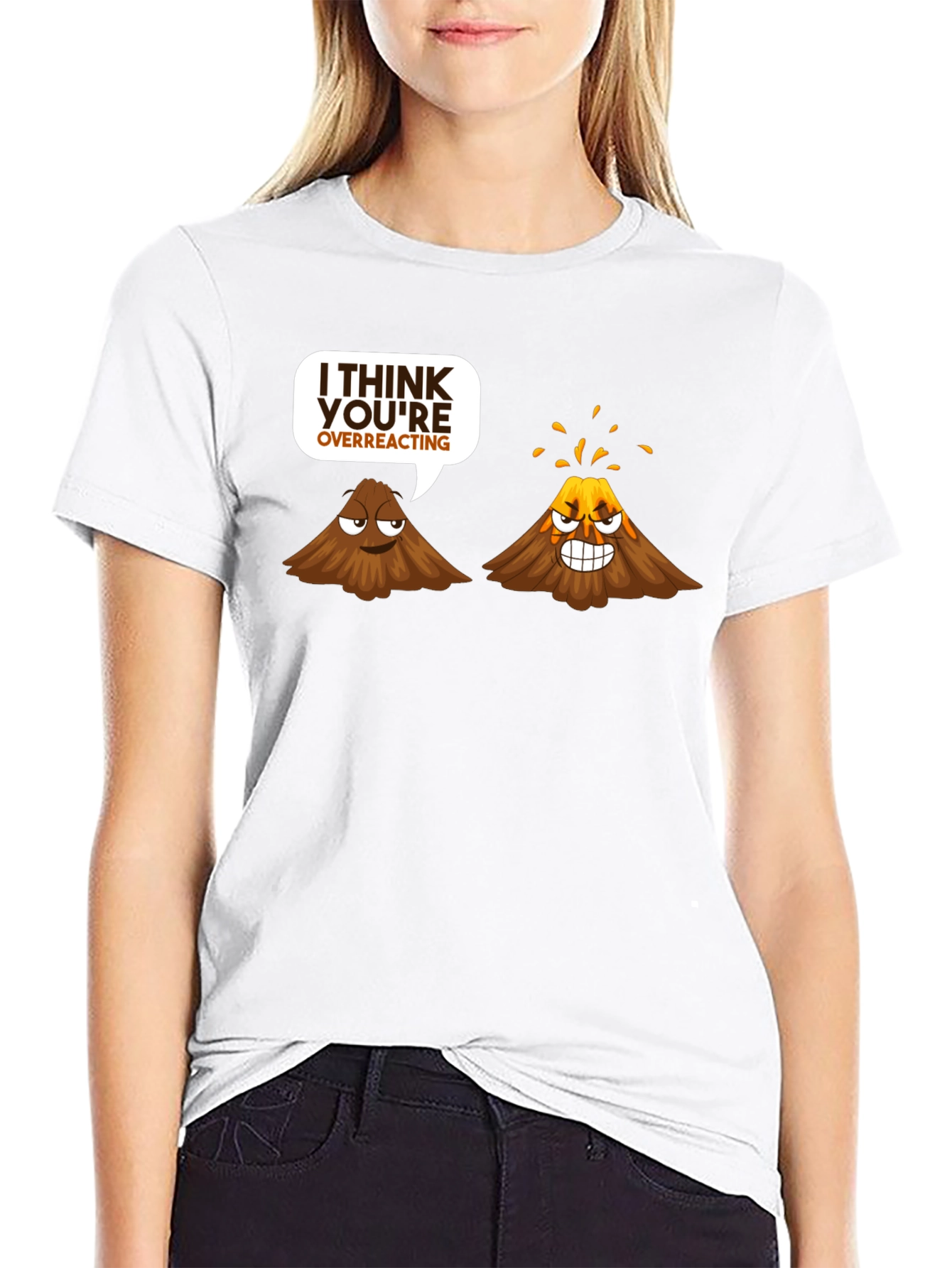 Volcano Overreacting Funny Black T-Shirt