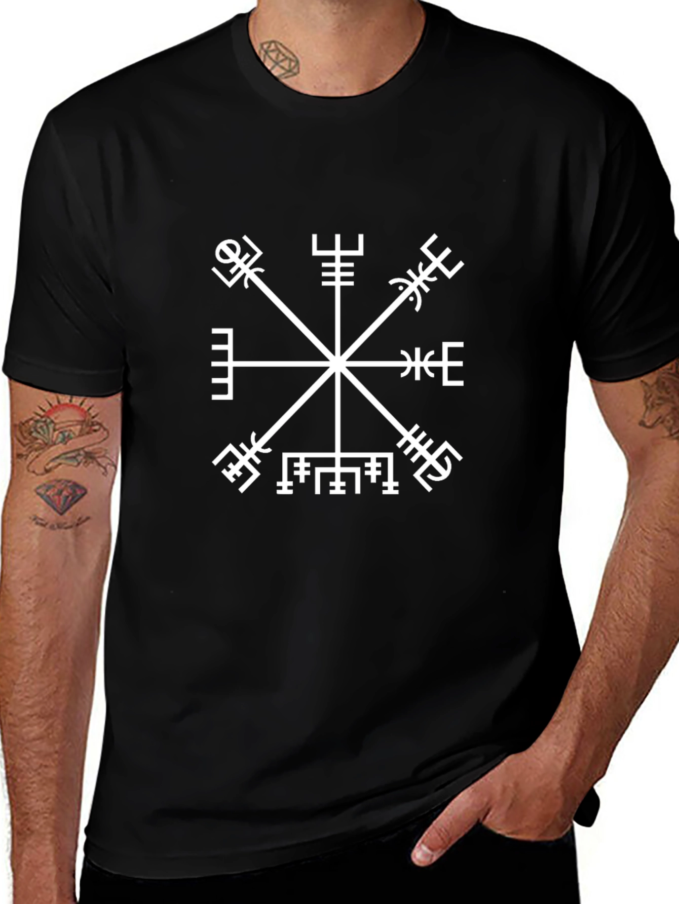 Vegvisir Compass T-Shirt - Viking Runes Symbol Shirt