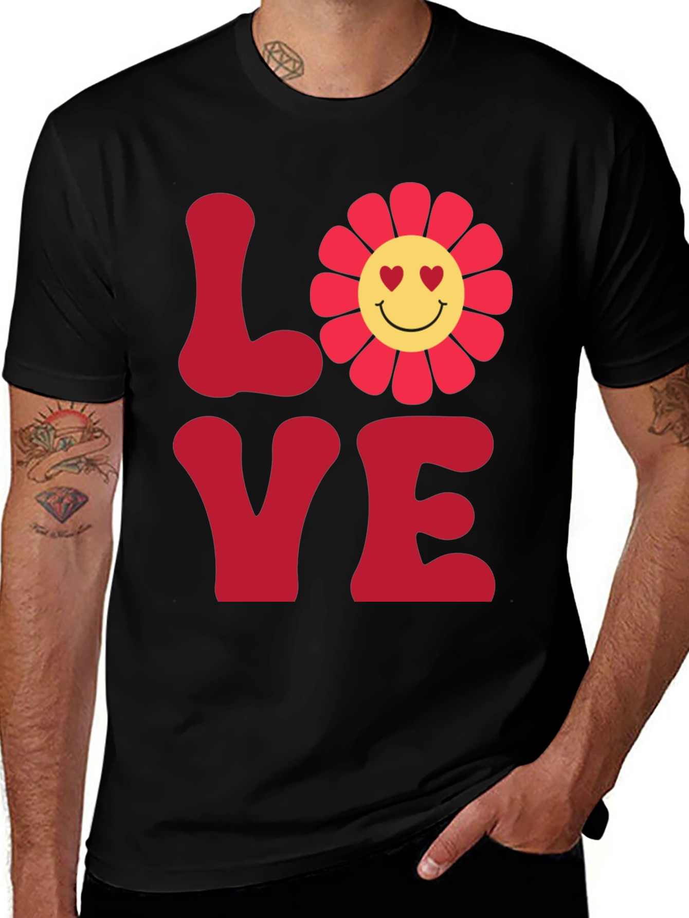 LOVE Graphic Tee - Smiley Flower Retro Style