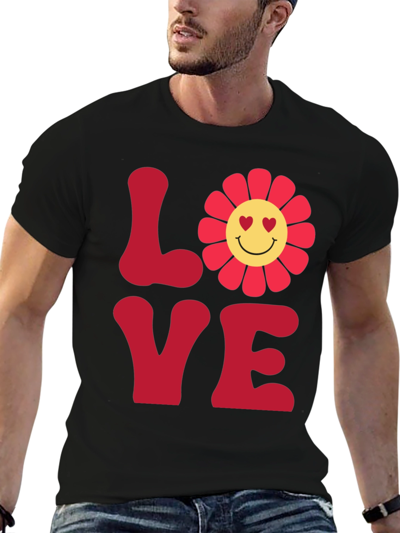 LOVE Graphic Tee - Smiley Flower Retro Style