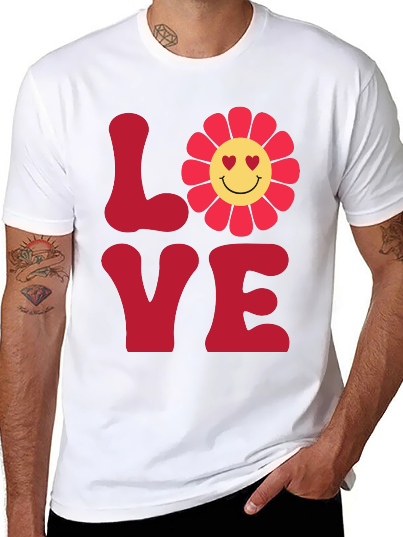 LOVE Graphic Tee - Smiley Flower Retro Style