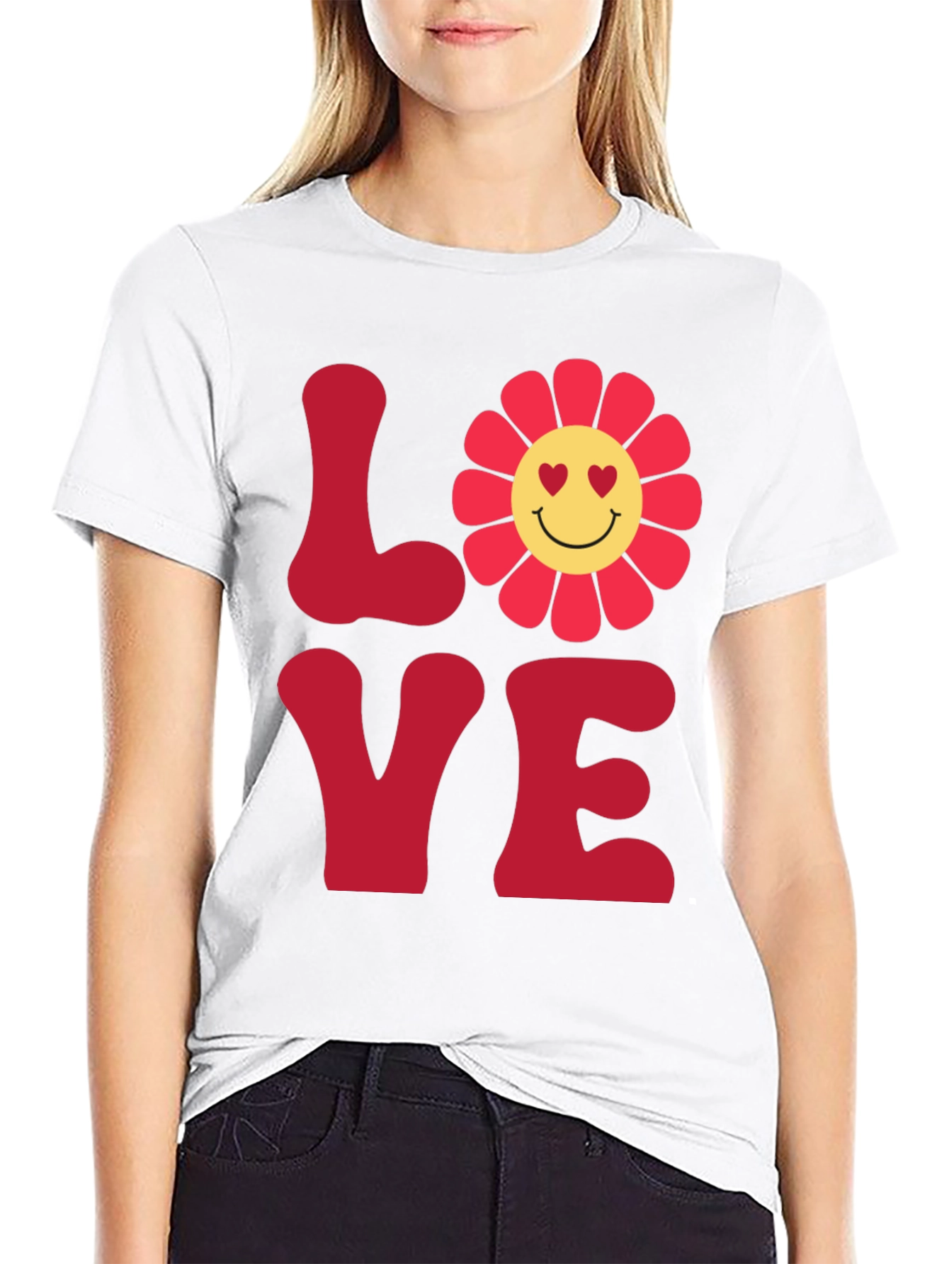 LOVE Graphic Tee - Smiley Flower Retro Style
