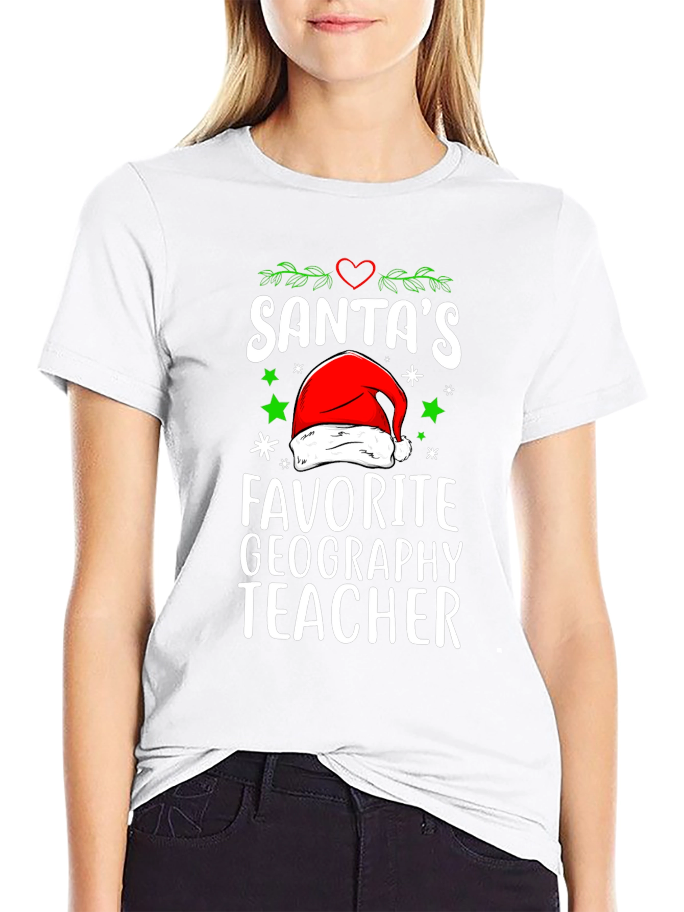 Santas Favorite Geography Teacher Graphic T-Shirt