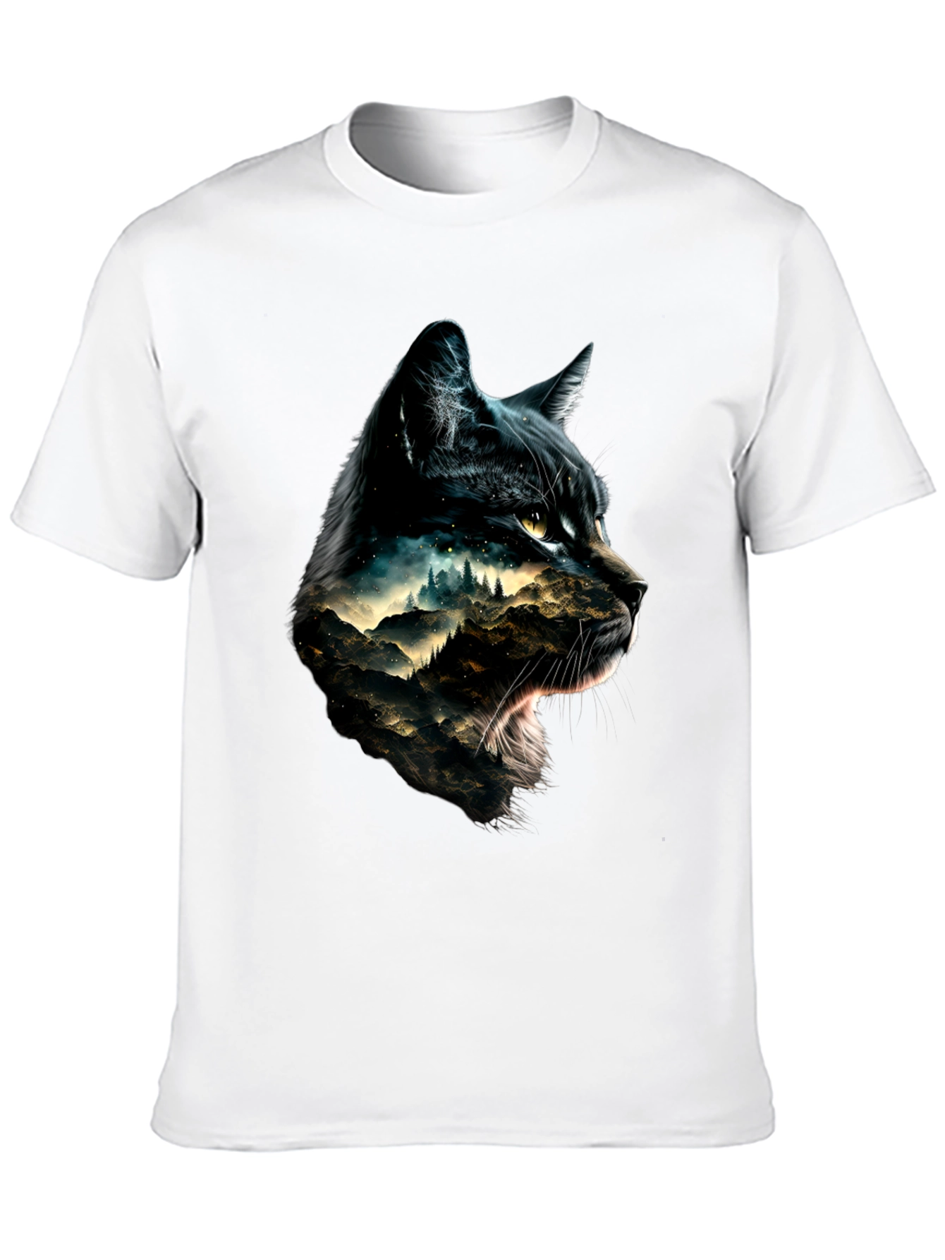 Black Cat Mountain Scene Graphic Tee