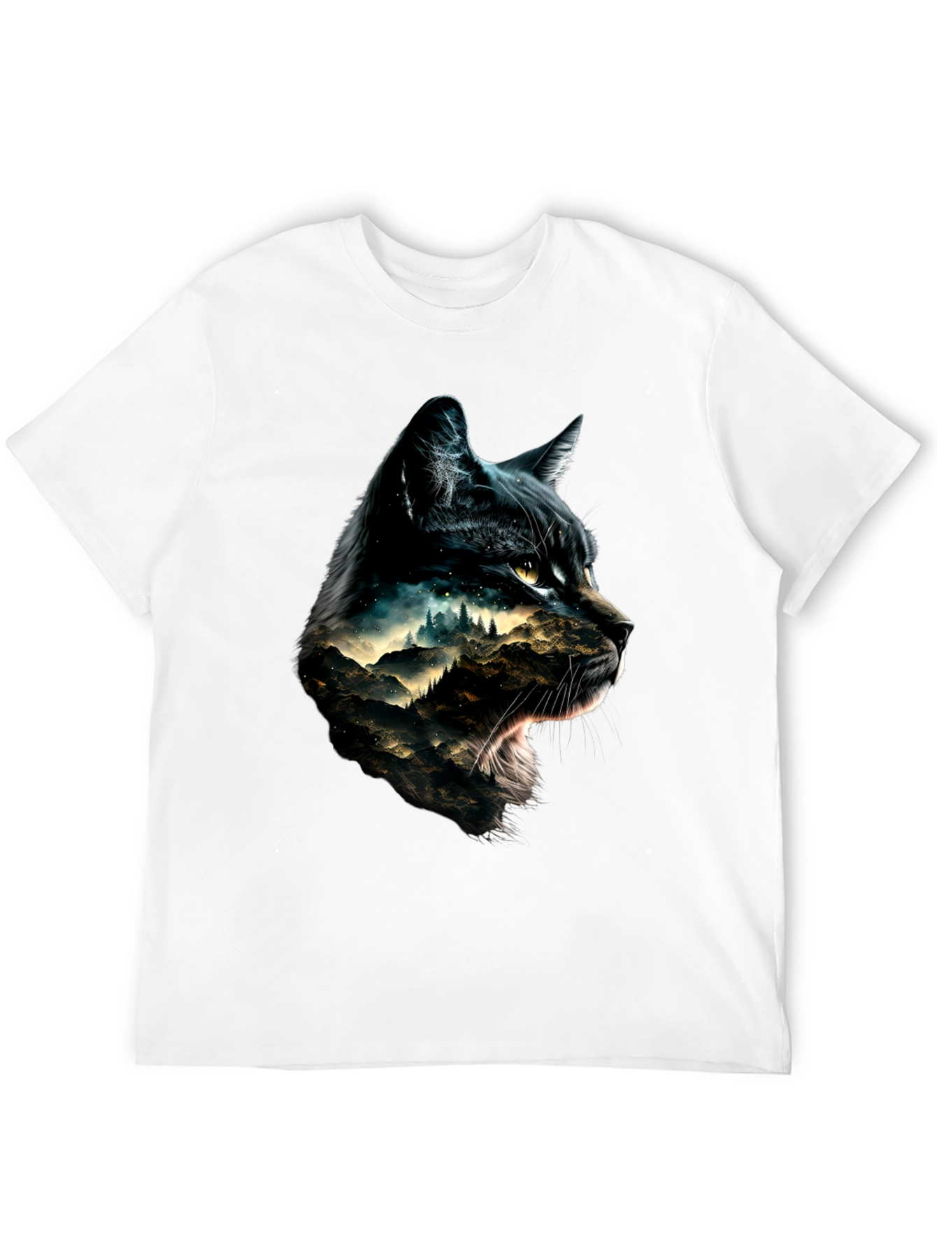 Black Cat Mountain Scene Graphic Tee