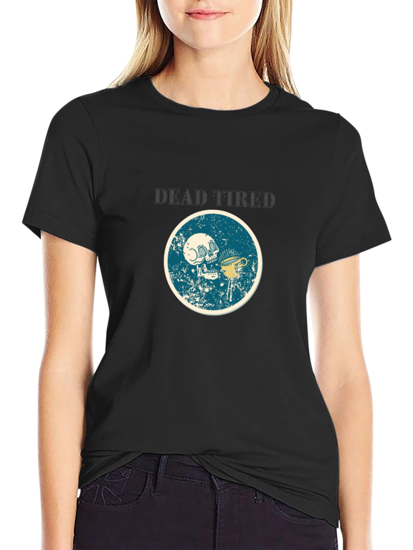 Dead Tired Skull & Coffee Graphic T-Shirt