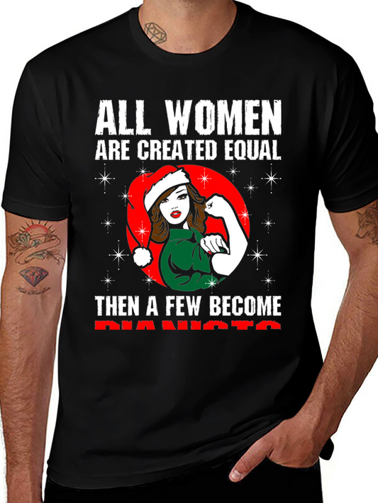 Feminist Santa Pianist Womens T-Shirt