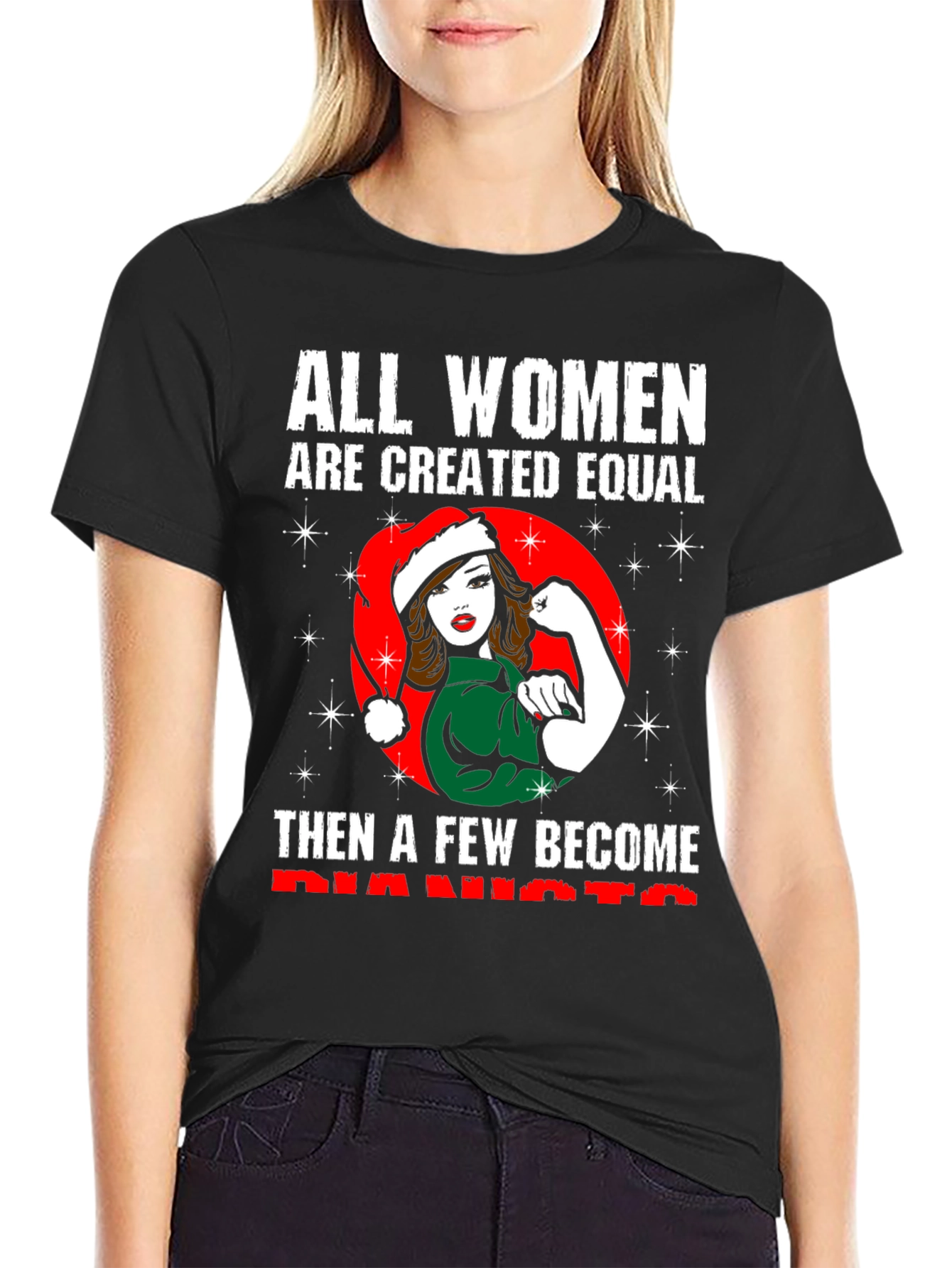 Feminist Santa Pianist Womens T-Shirt