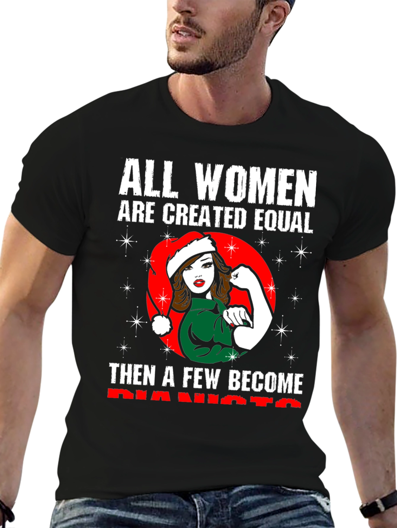 Feminist Santa Pianist Womens T-Shirt