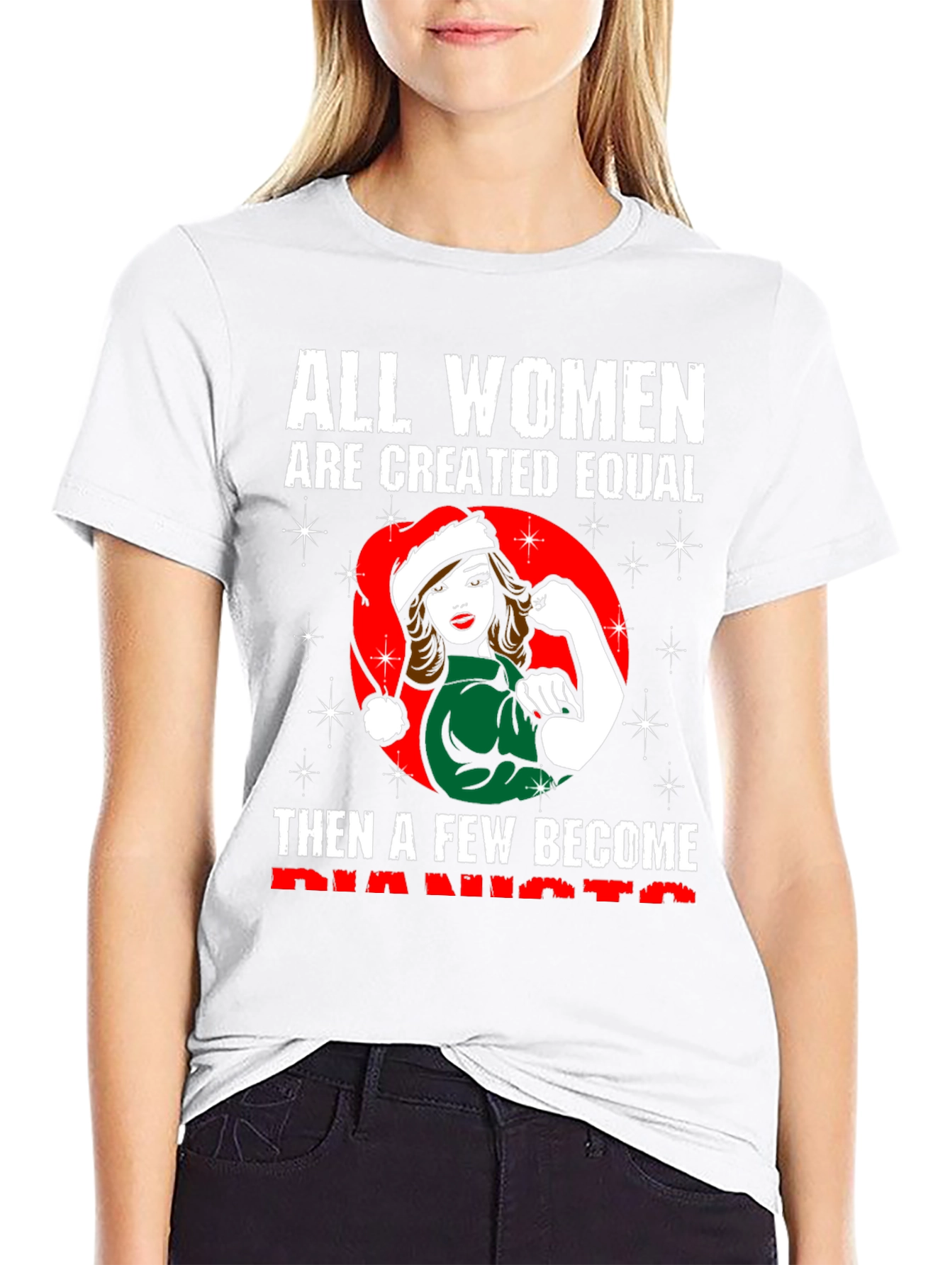 Feminist Santa Pianist Womens T-Shirt