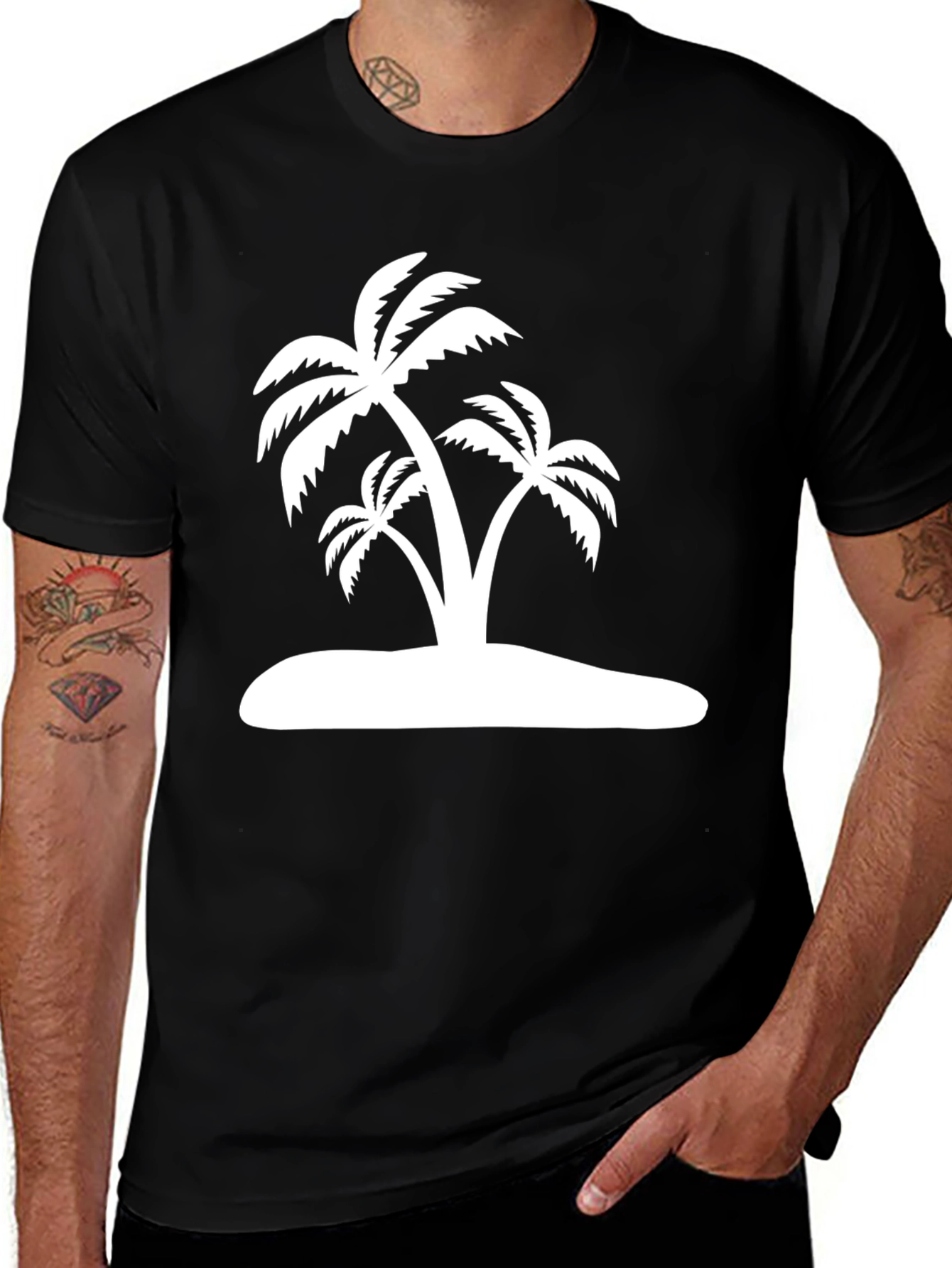 Island Palm Tree Graphic Tee - Black