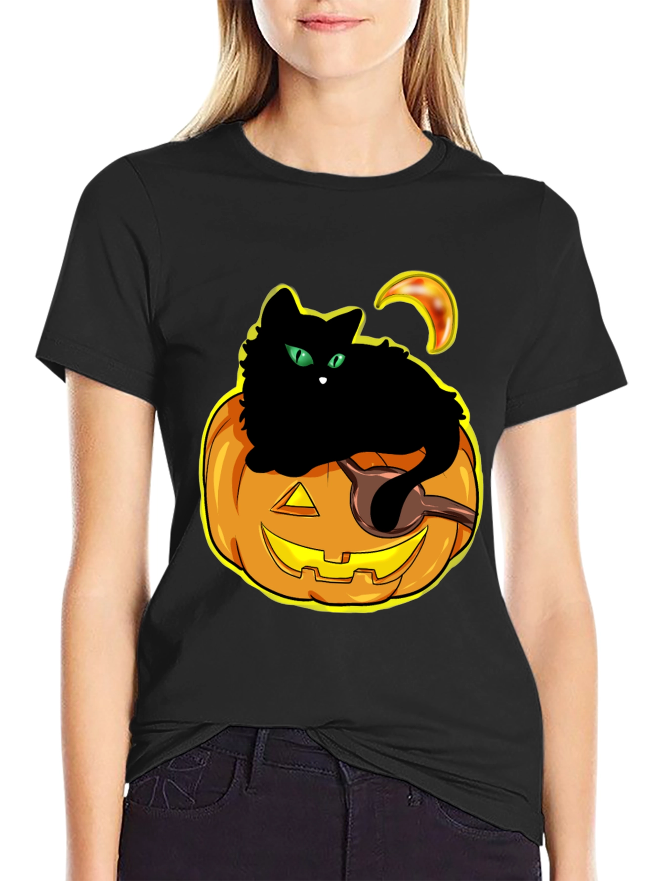 Halloween Cat Pumpkin T-Shirt