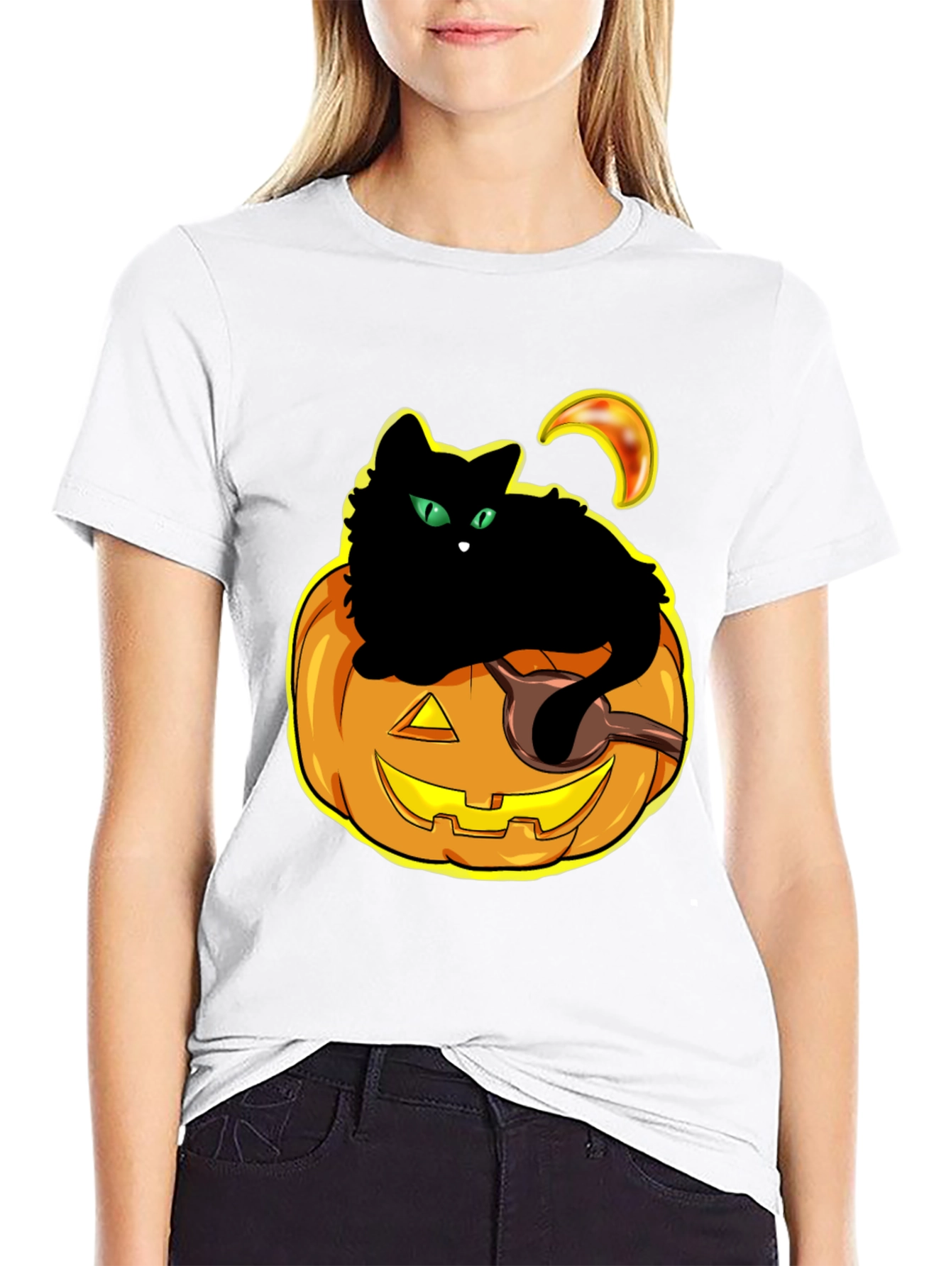 Halloween Cat Pumpkin T-Shirt