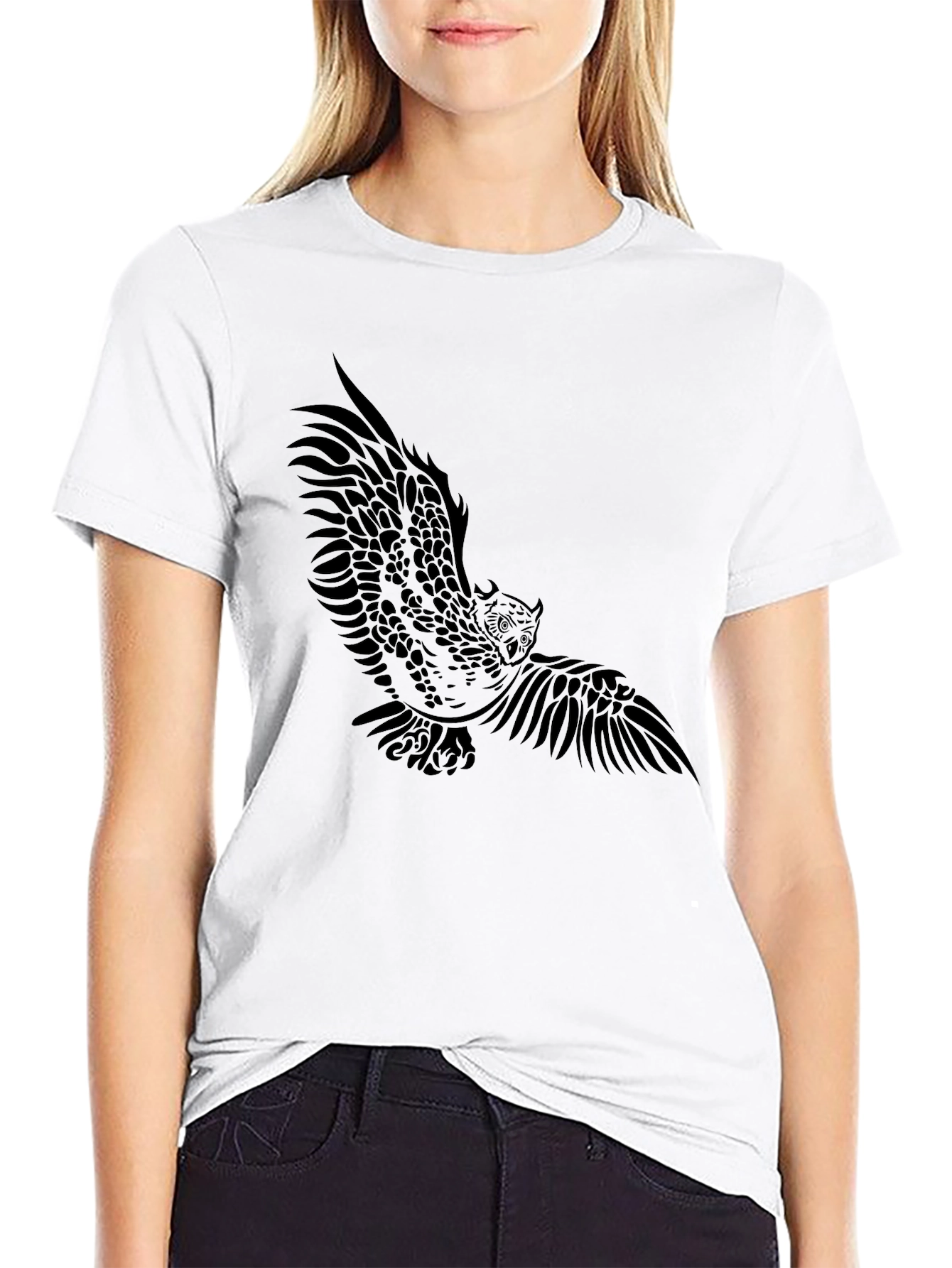 Tribal Owl Graphic Black T-Shirt